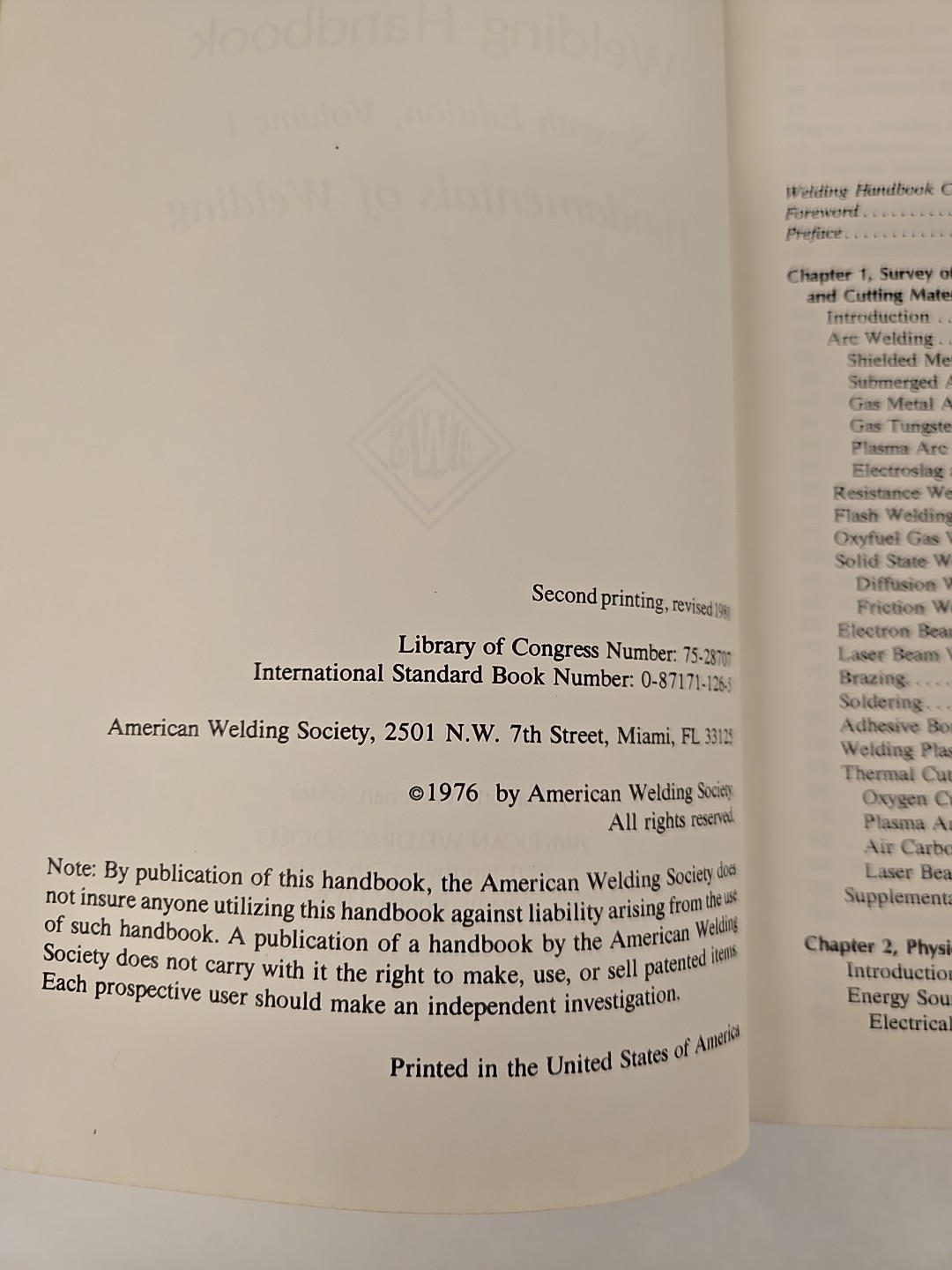 Welding Handbook. Volume One. Seventh Edition 1976