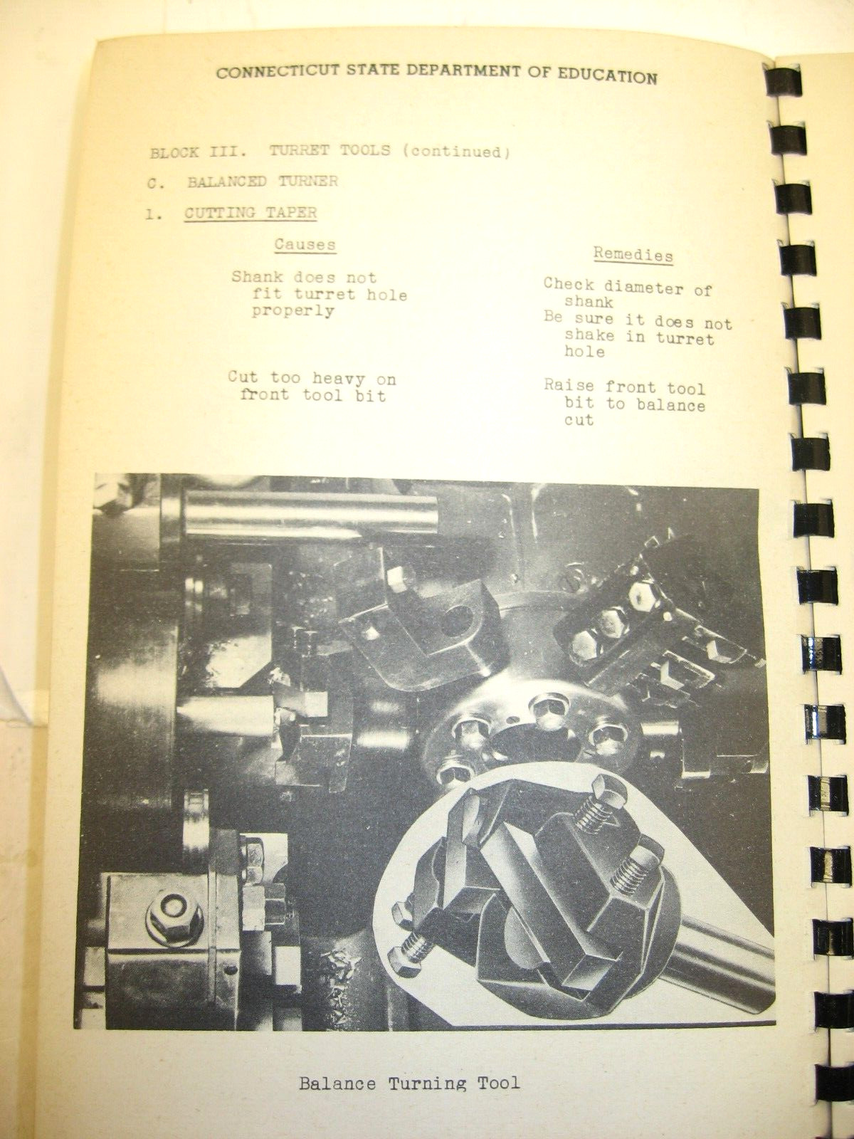 1944 AUTOMATIC SCREW MACHINE TROUBLE SHOOTING CHART, CT State Dept of Education