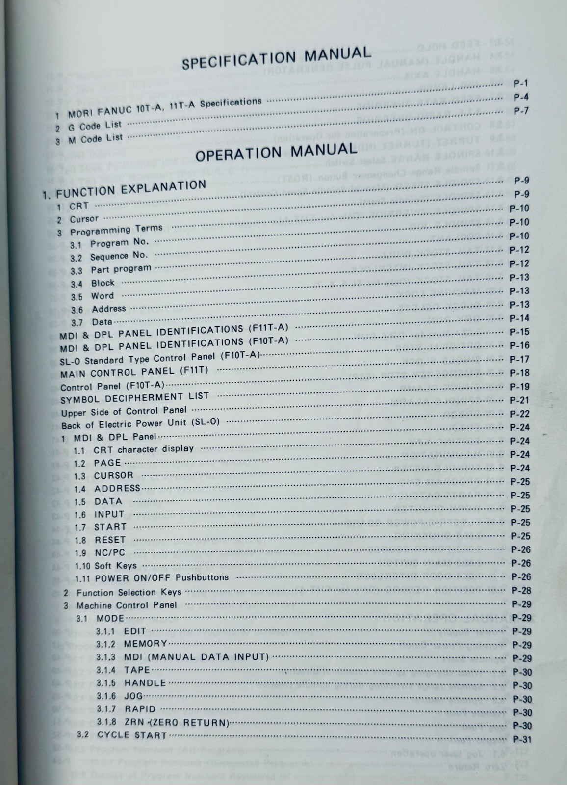 Mori Seiki SL-2 CNC Lathe OEM Instruction Manual Mori-Yasnac Control