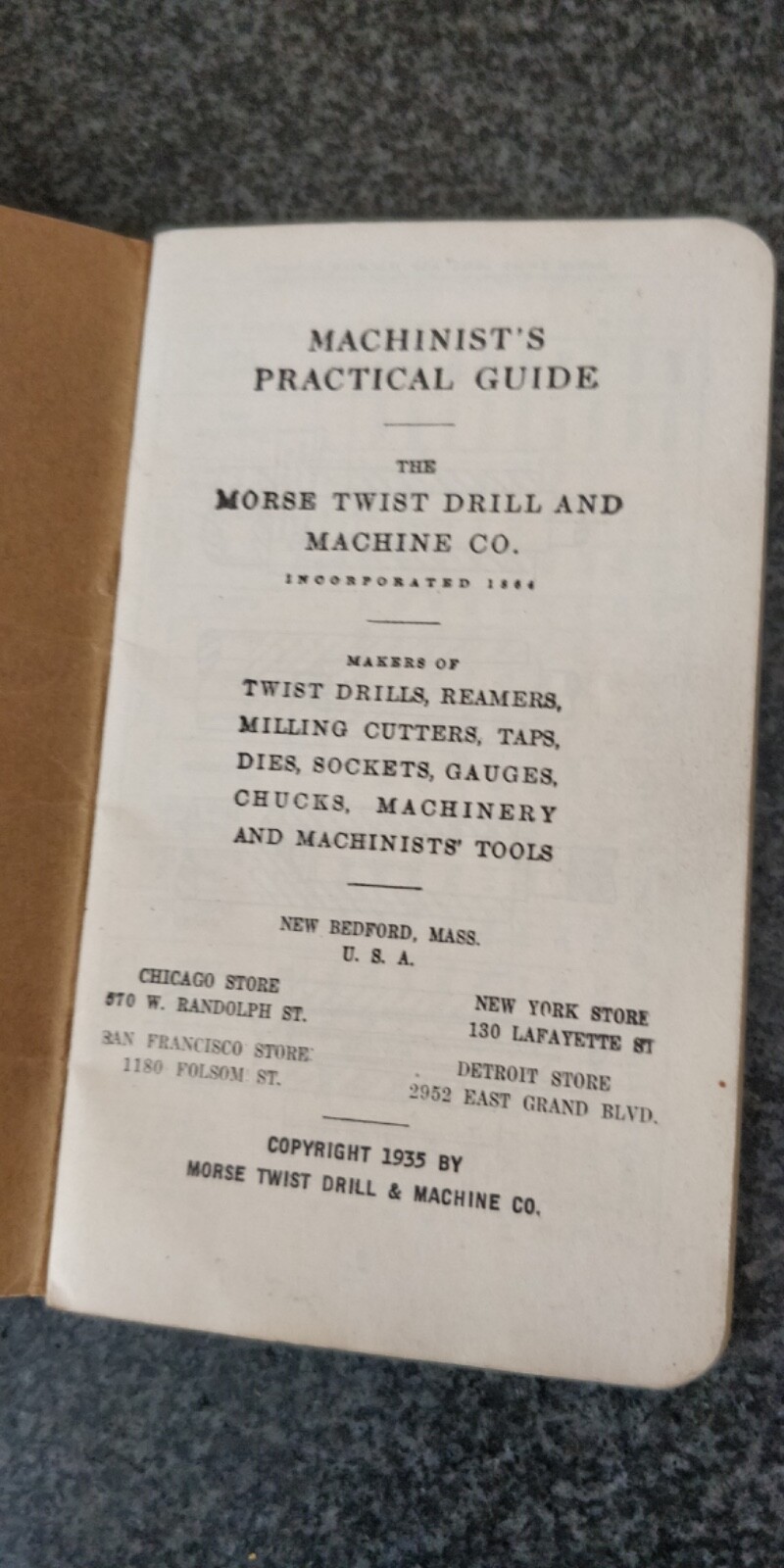 EARLY 1935 !! Morse Machinist’s Practical Guide Twist Drill & Machine