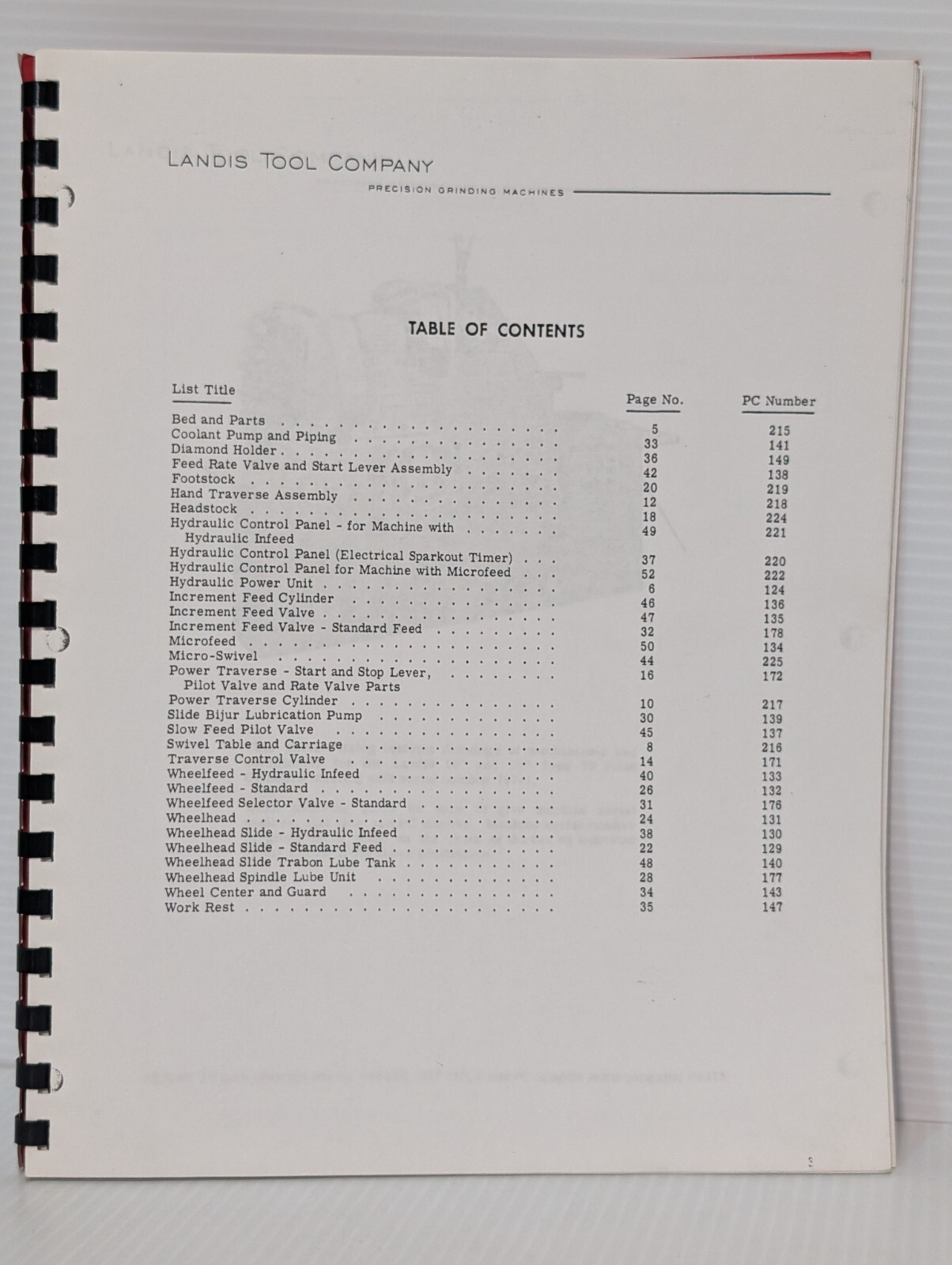 Landis 10″ & 14″ 3R Plain Grinding Machine Parts Catalog and Operator Handbook