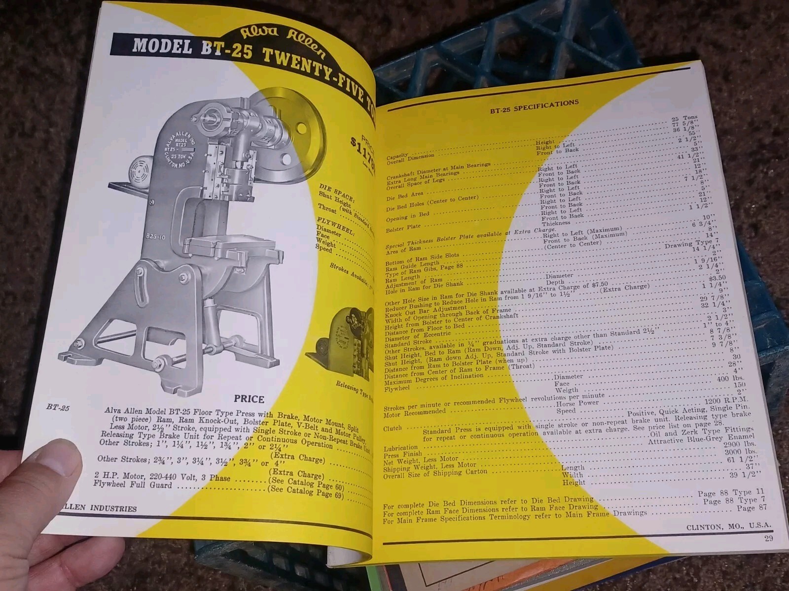 Alva Allen Industries Catalog W Letter 1961 Power Punch Presses Machine Tools