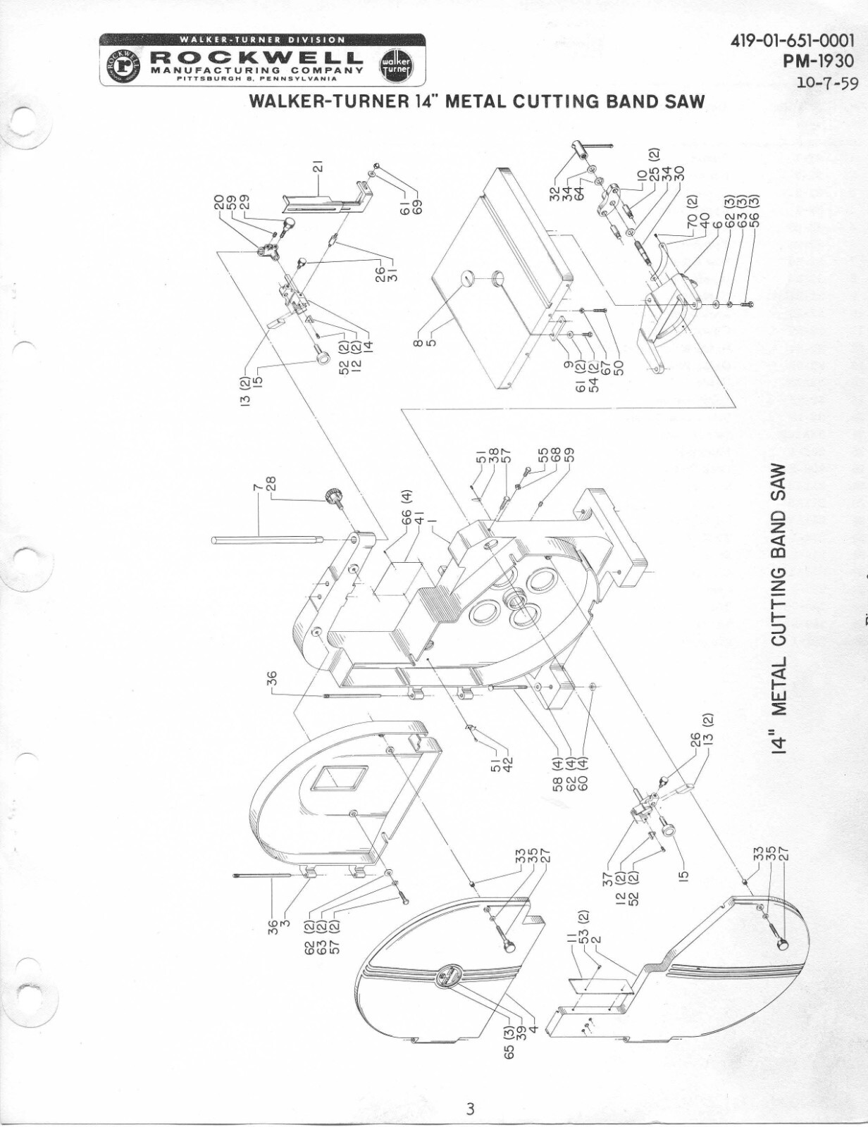 Operator & Parts Manual Fits WALKER TURNER 14″ Metal Cutting Band Saw