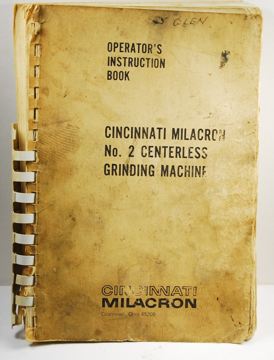CINCINNATI MILACRON #2 CENTERLESS GRINDING MACHINE MAN.(DS-S3-30)