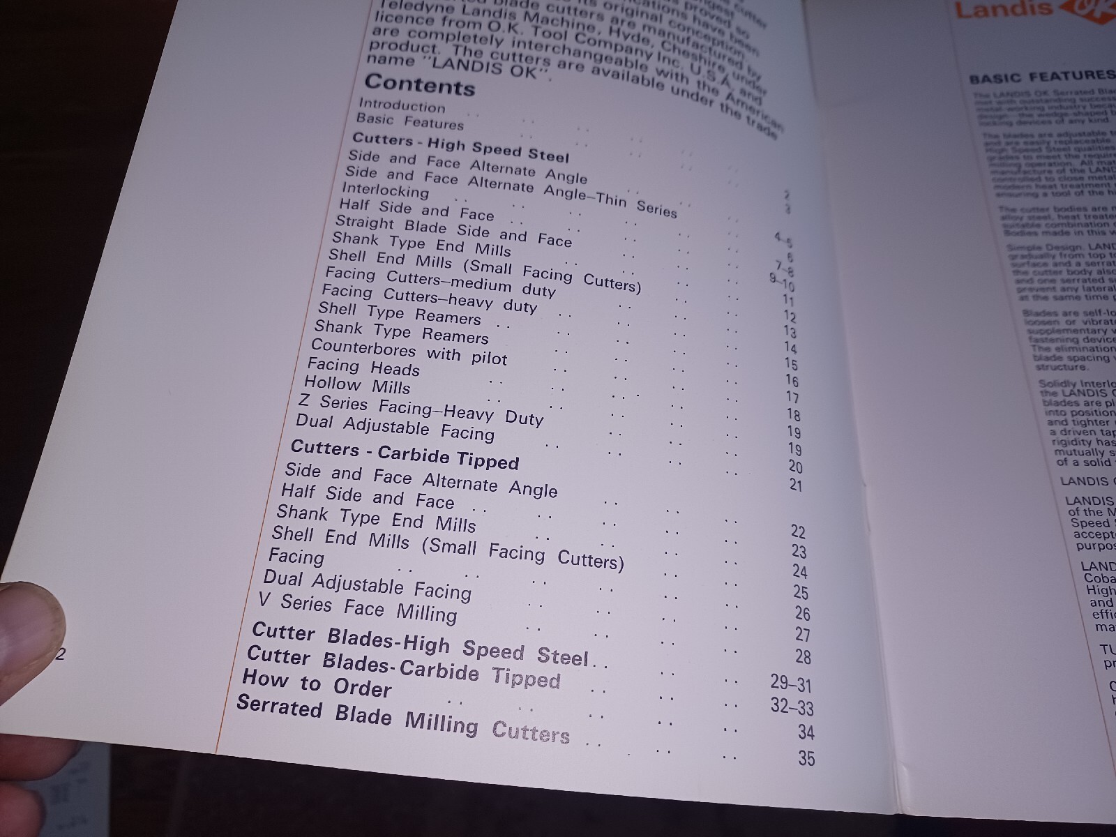LANDIS CUTTING TOOLS SERRATED BLADE MILLING CUTTERS MACHINES CATALOG Teledyne