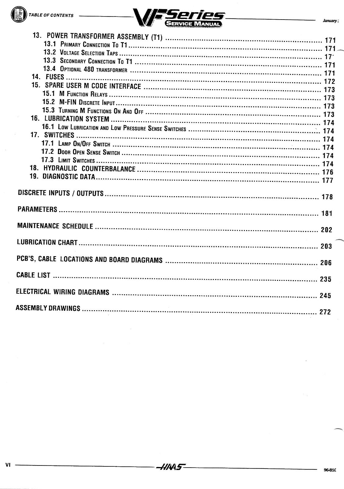 Haas VF Series CNC Milling Machine Service-Troubleshooting Manual Jan 1998 *114
