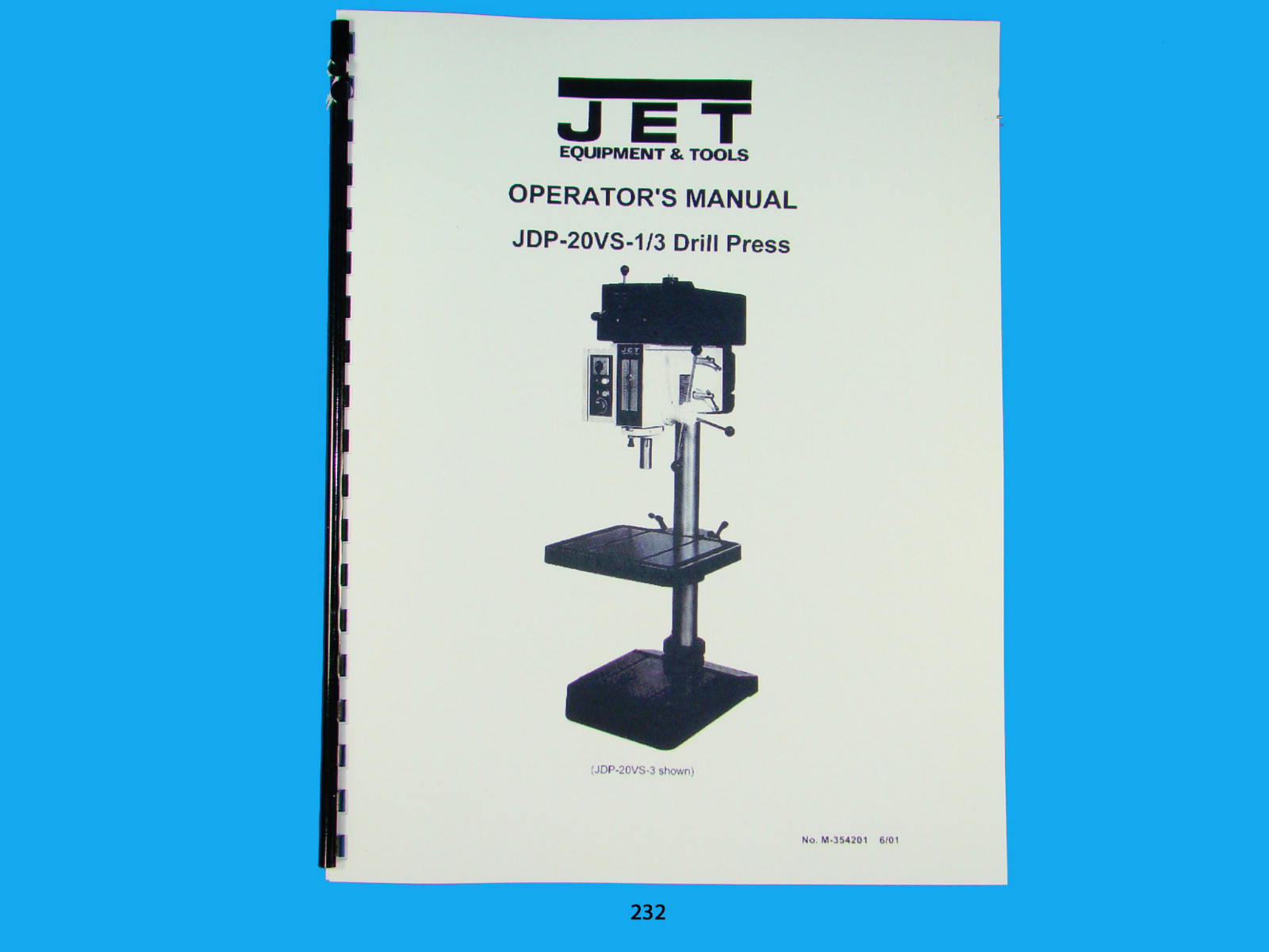 Jet JDP-20VS-1/3 Drill Press Operator & Parts List Manual *232
