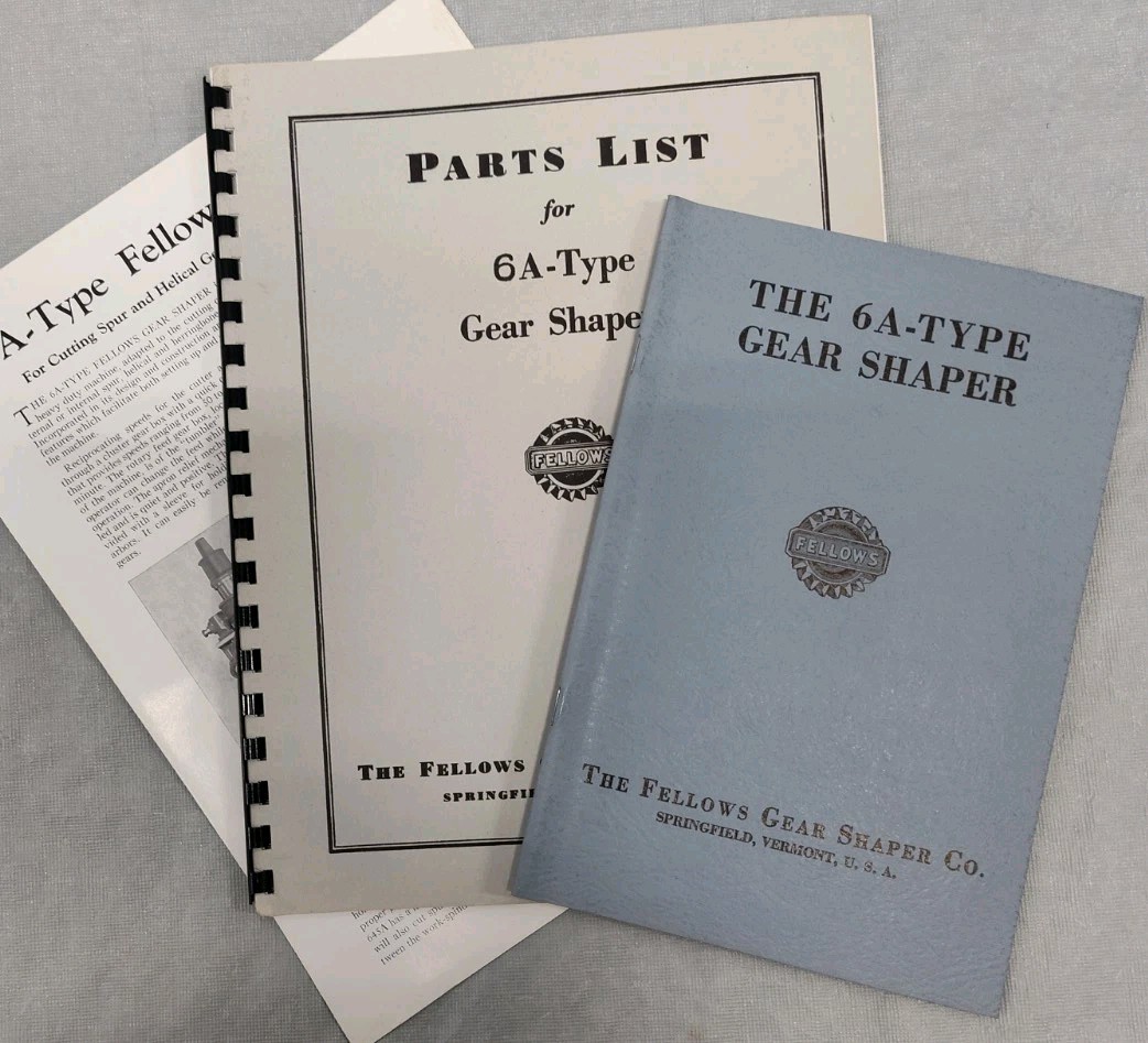 Fellows No. 6a Type Gear Shaper Manual & Parts List + Flyer Machining Vintage