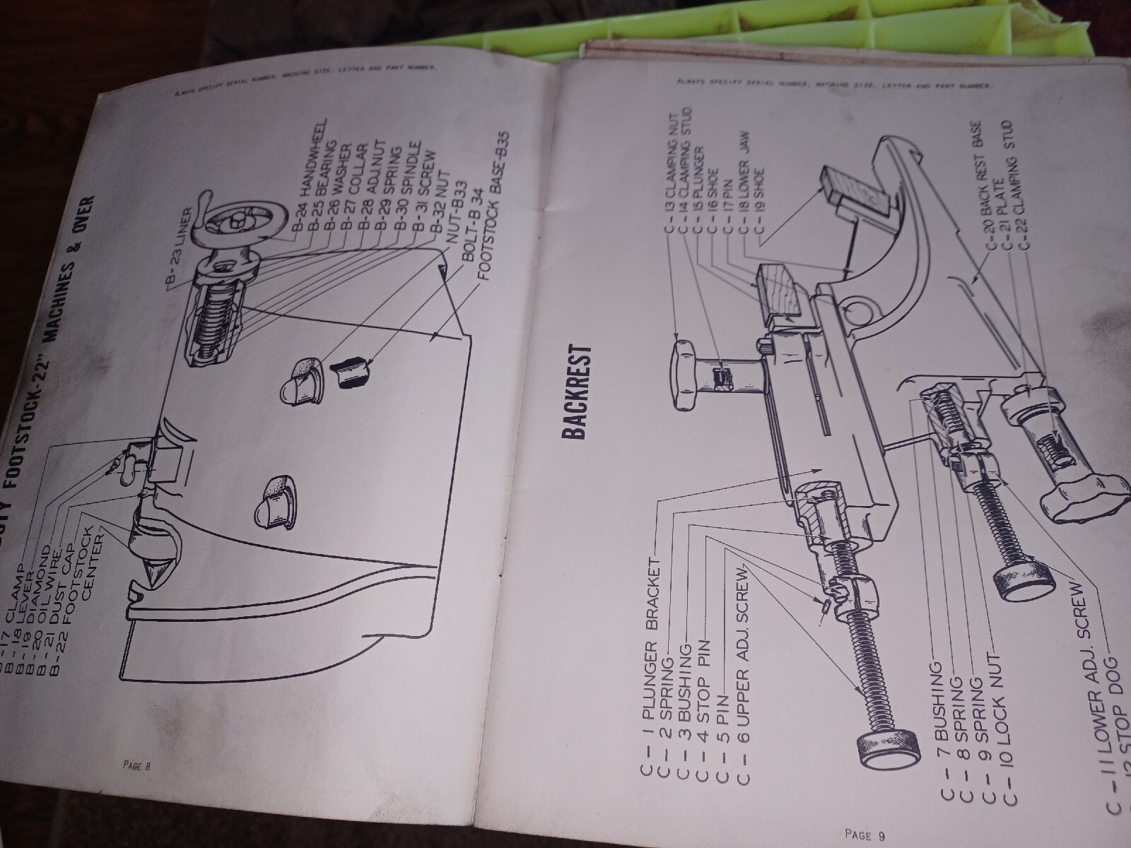 LANDIS TOOL PARTS LIST BOOK CATALOG MANUAL 14 18 22″ Type CH GRINDING MACHINES