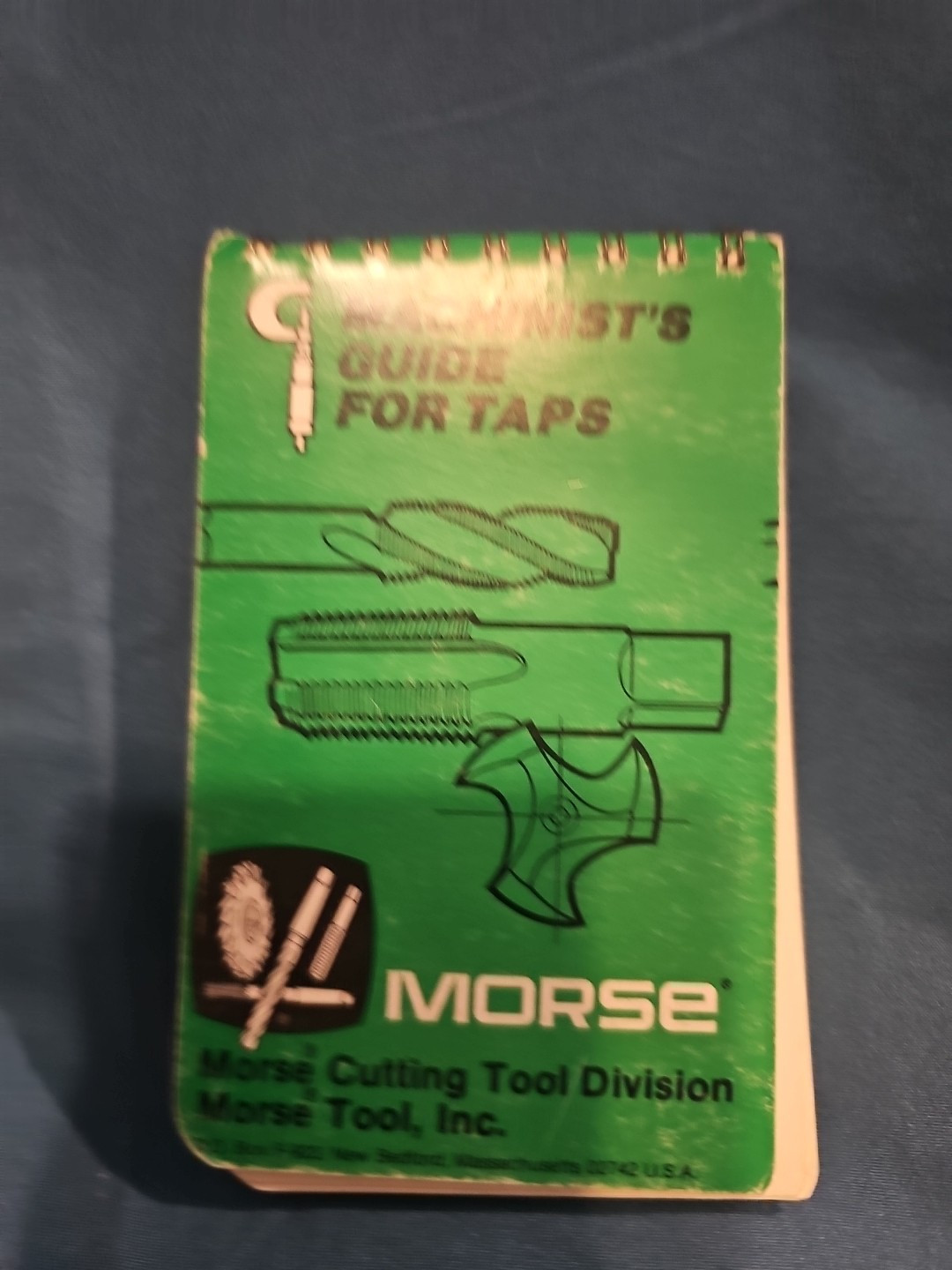 Vintage 1974 Morse Machinist’s Guide for Taps, Reference – Spiral Pocket Notepad