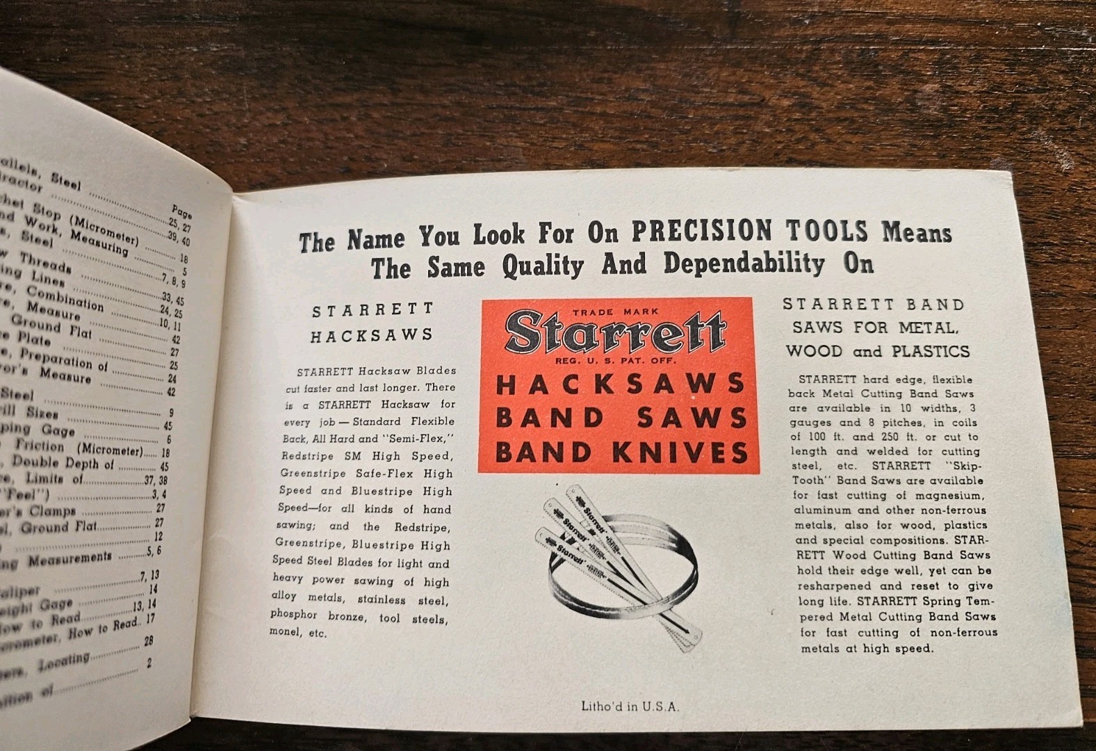 L. S. Starrett The Tools and Rules for Precision Measuring Handbook 1953