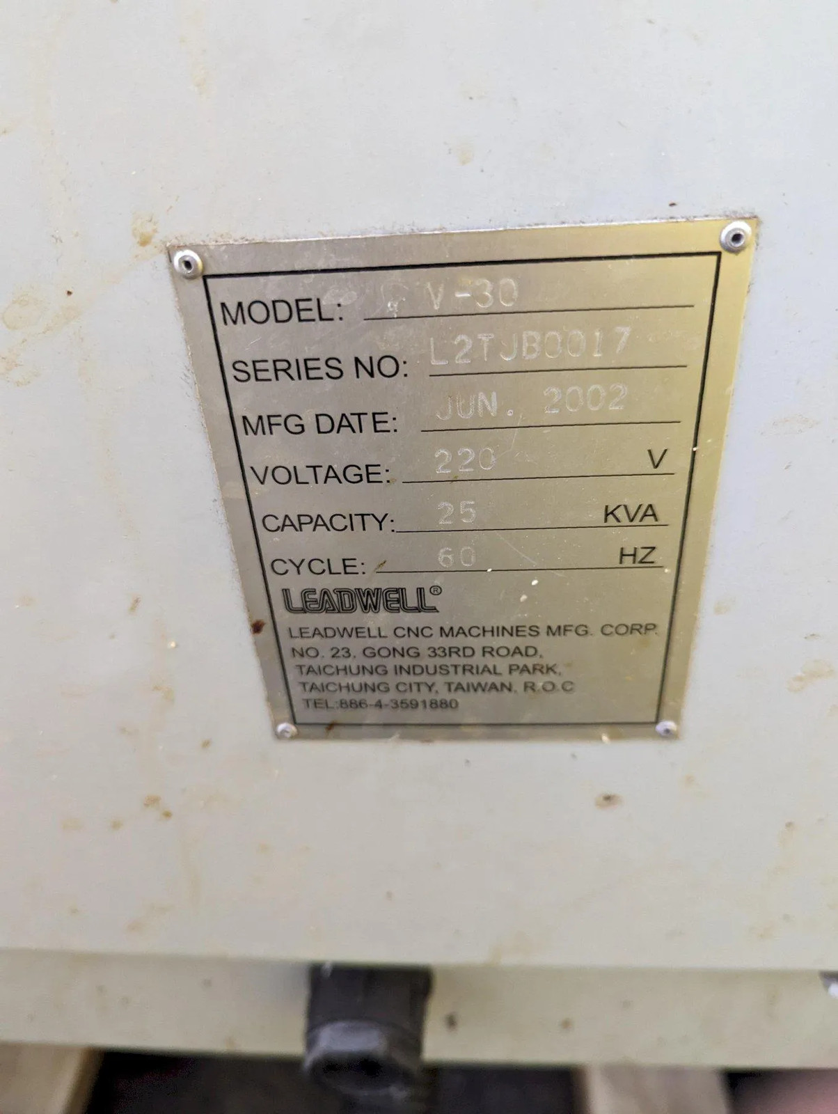 LEADWELL MODEL #V-30 CNC VERTICAL MACHINING CENTER: STOCK #19428
