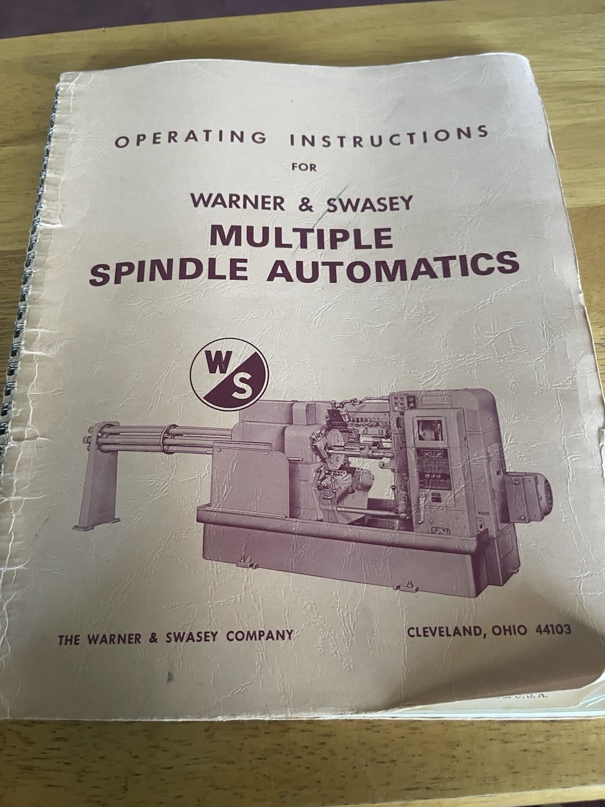 Warner Swasey Multiple Spindle Automatics Operating Instructions Manual
