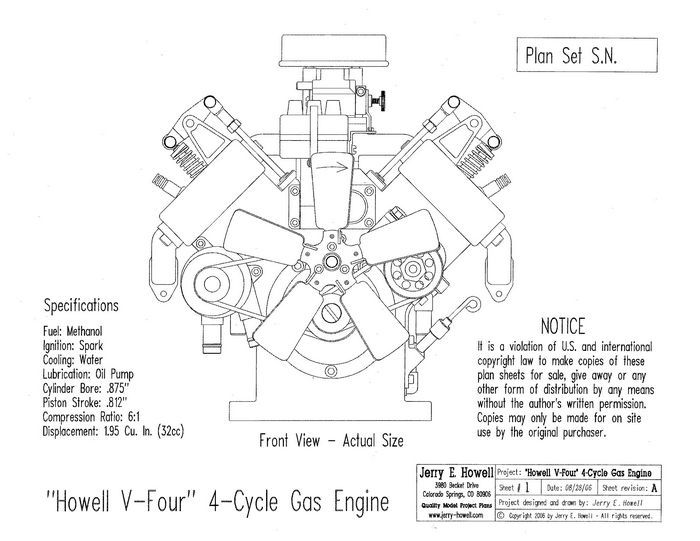 Howell V-Four – 4 Cycle Gas Engine Plans PDF