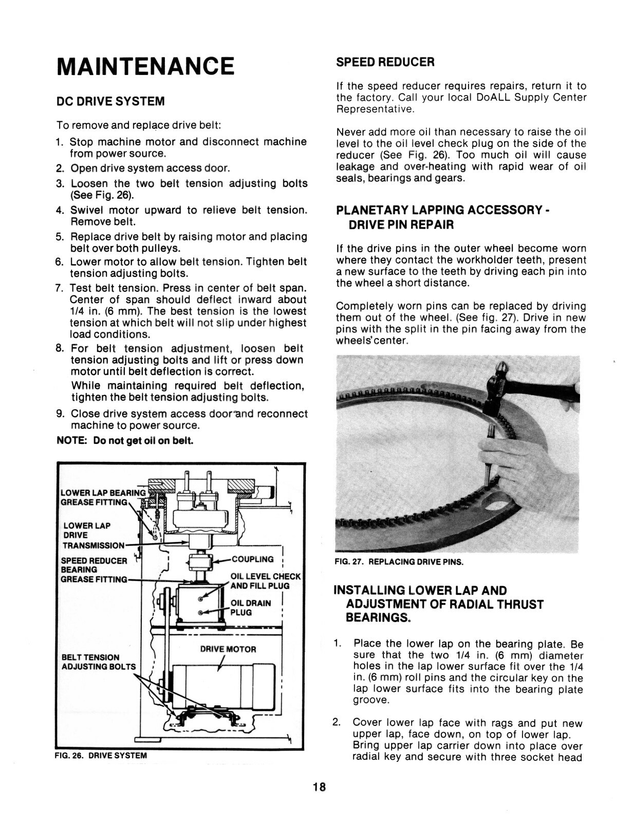 DoALL CM-16 & CM-20 Lapping Machines Instruction Manual #1612