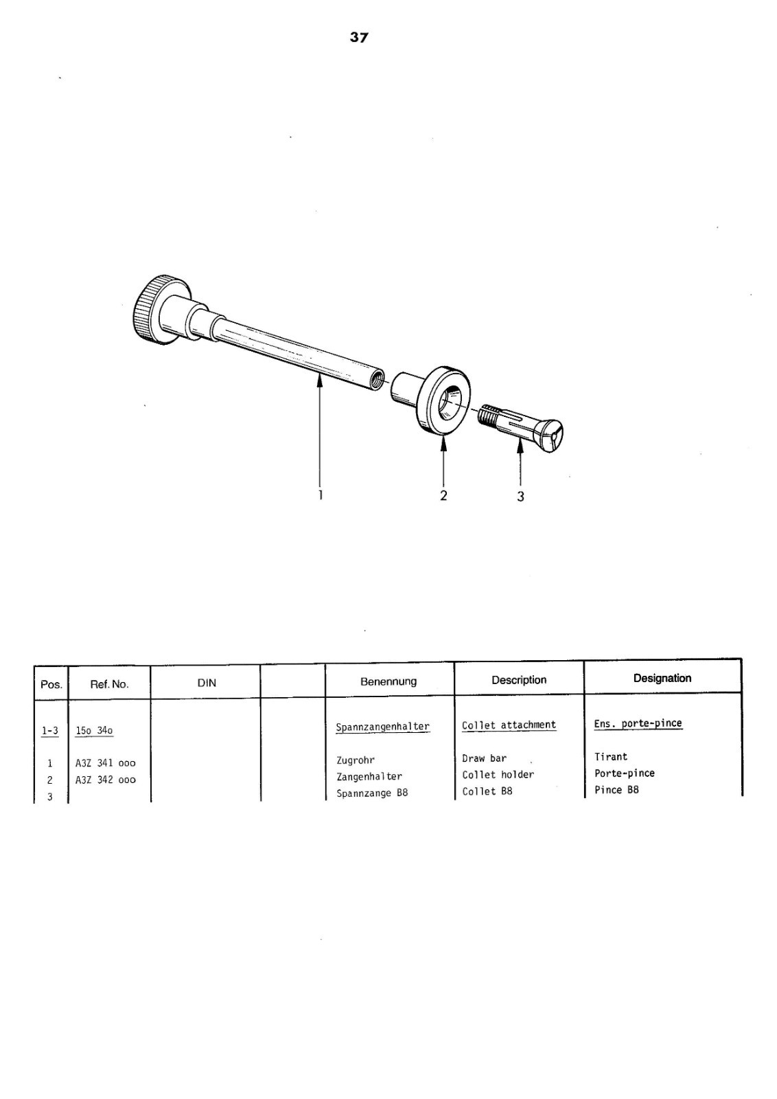 3 UNIMAT LATHE MILL Service PARTS Manual Fits EMCO 3 95W REF. 0302 154-B