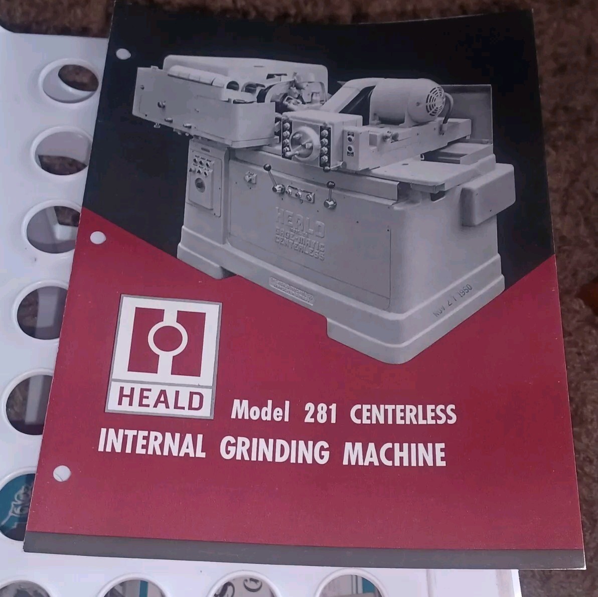 HEALD COMPANY Sales Catalog MODEL 281 Centerless Internal GRINDING MACHINE Vtg