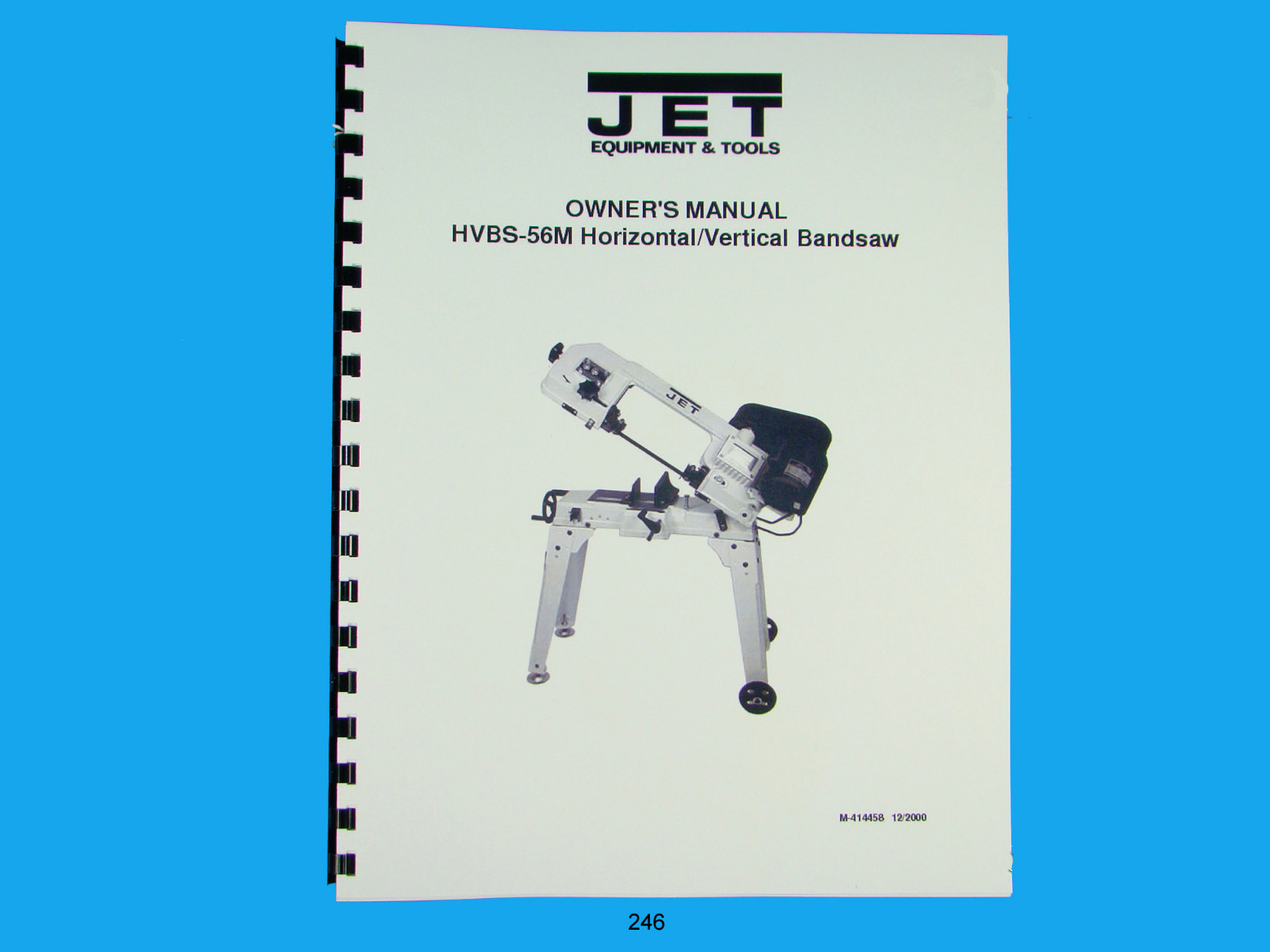 Jet HVBS-56M Horizontal Band Saw Operators & Parts List Manual *246