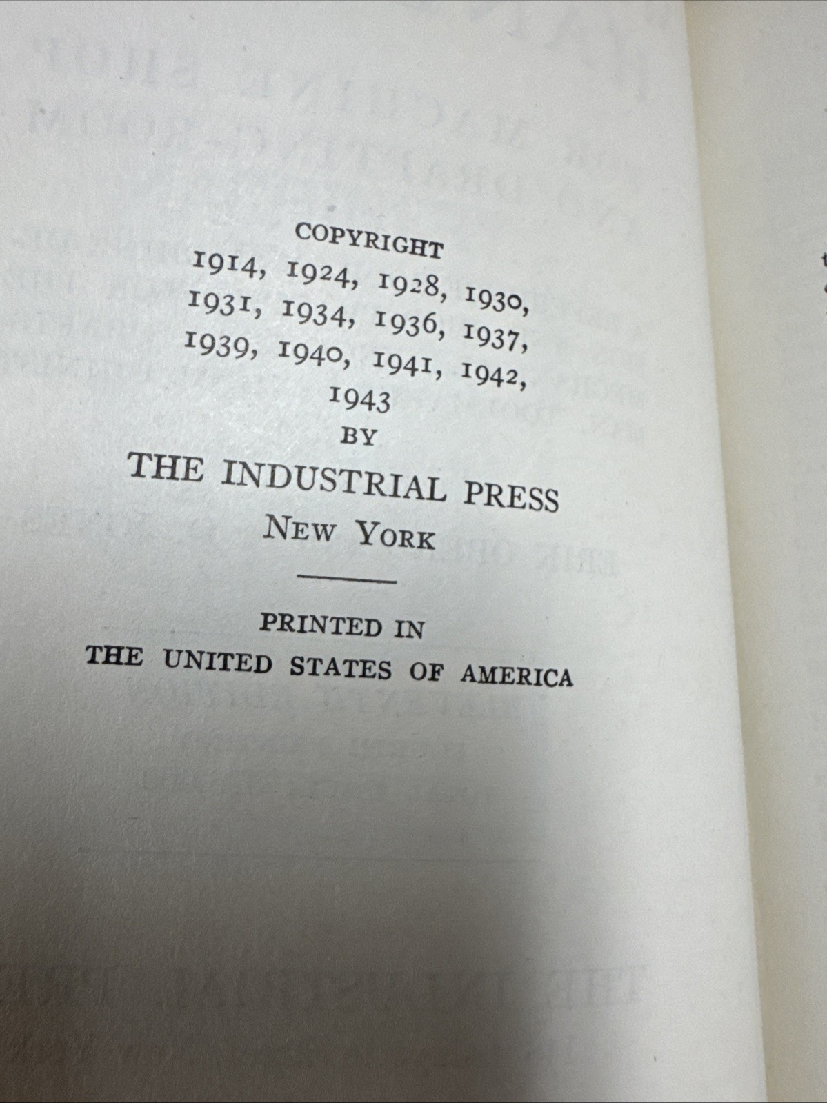 Machinery’s Handbook, 11th Edition 4th Printing 1943 With Dust Jacket RARE!