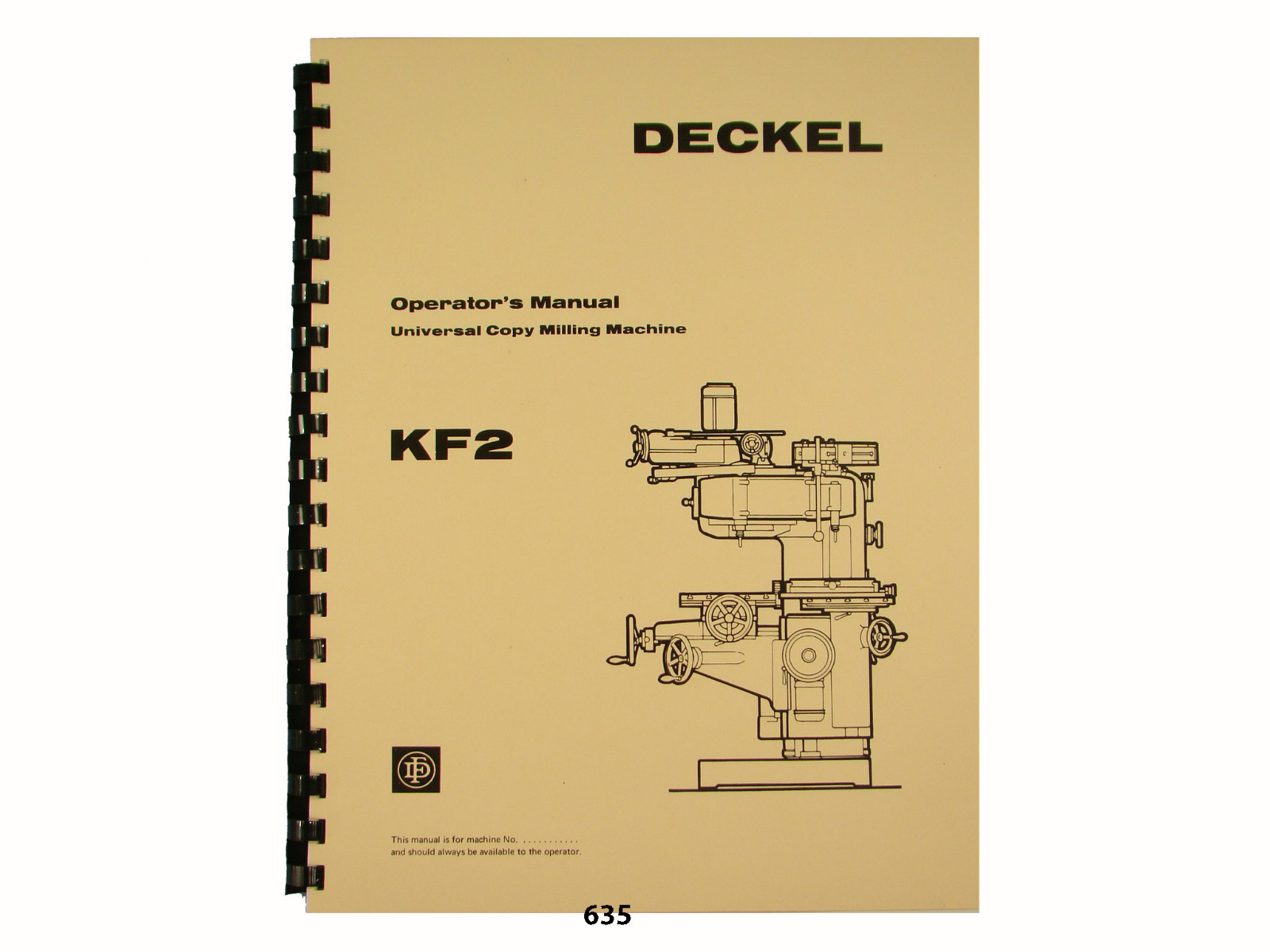 Deckel Universal Copy Milling Machine KF2 Operators Manual *635