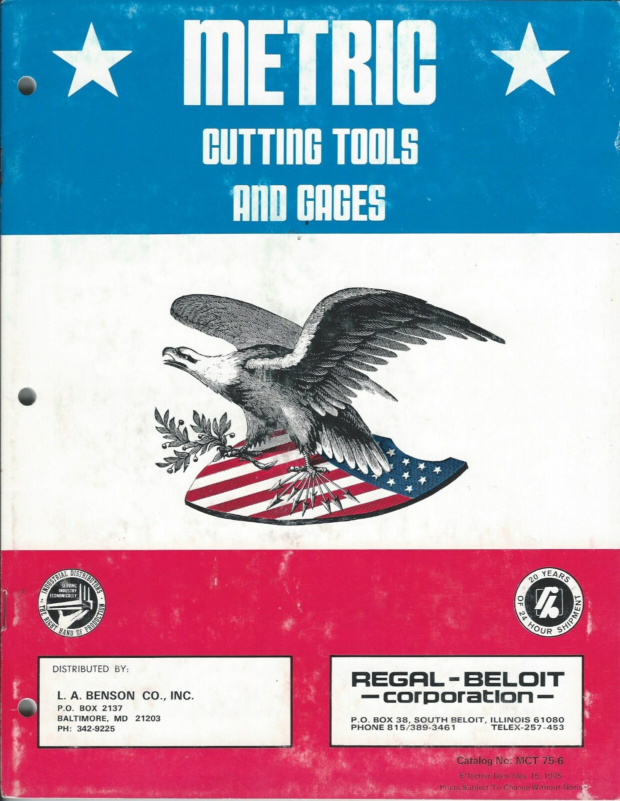 Machine Tool Catalog – Regal-Beloit – Metric Cutting Tools Gages – 1975 (TL204)
