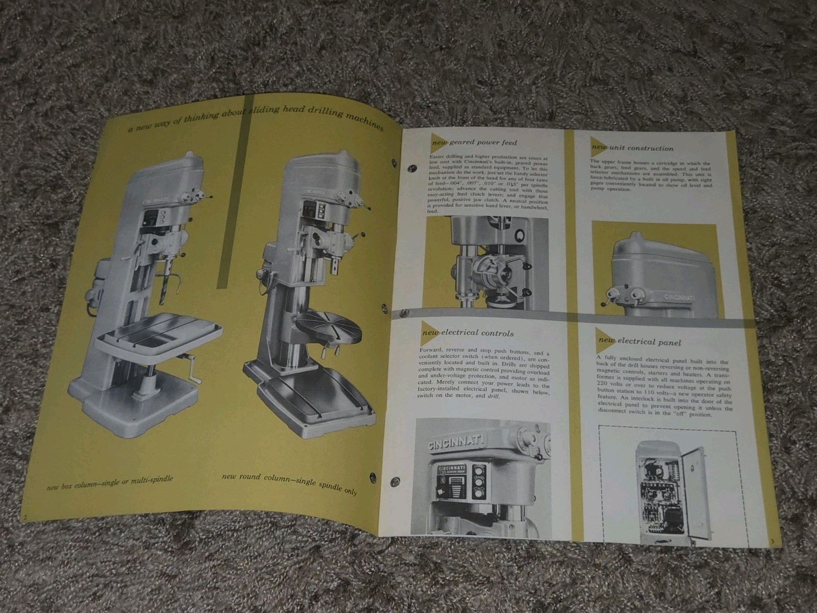 Vtg CINCINNATI Catalog D-140 SLIDING HEAD FLOOR DRILL 21″ BROCHURE Book Booklet
