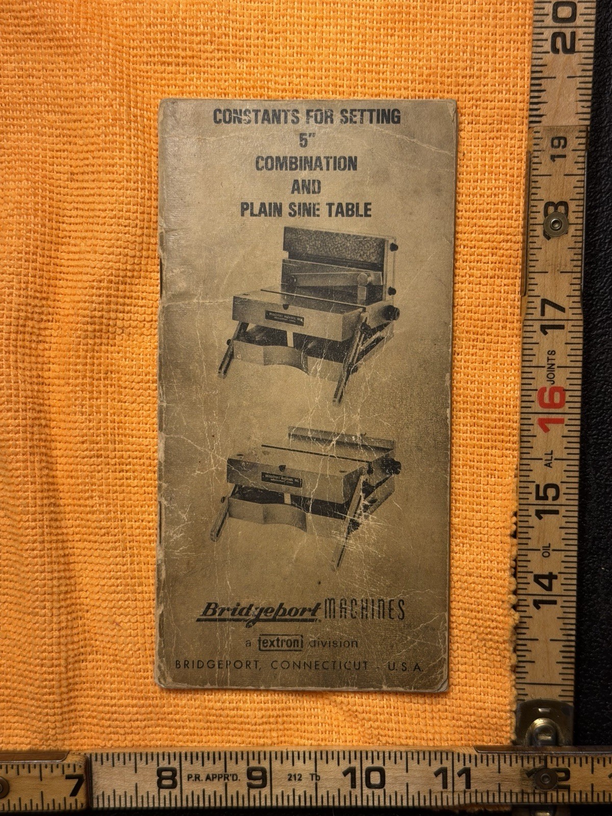 Vintage Bridgeport Machines 5″ Plain & Combination Sine Table Constants Booklet