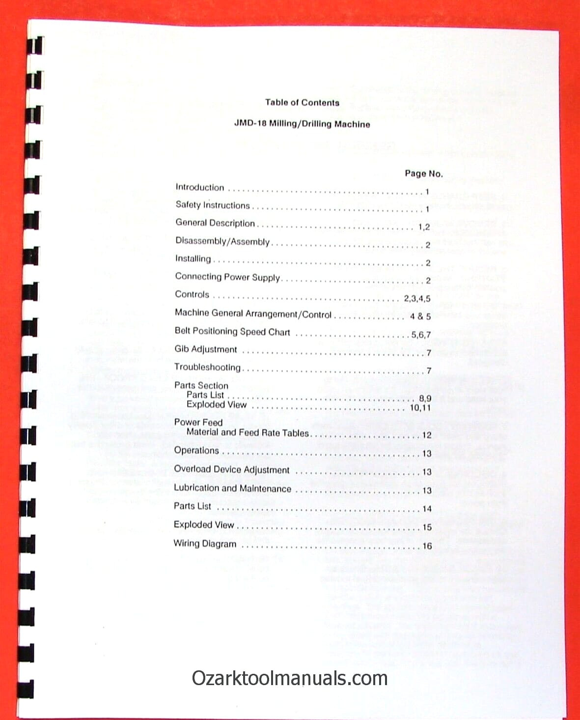 JET/Asian JMD-18 JMD-18PF Drill Milling Machine Operator’s & Parts Manual 0908