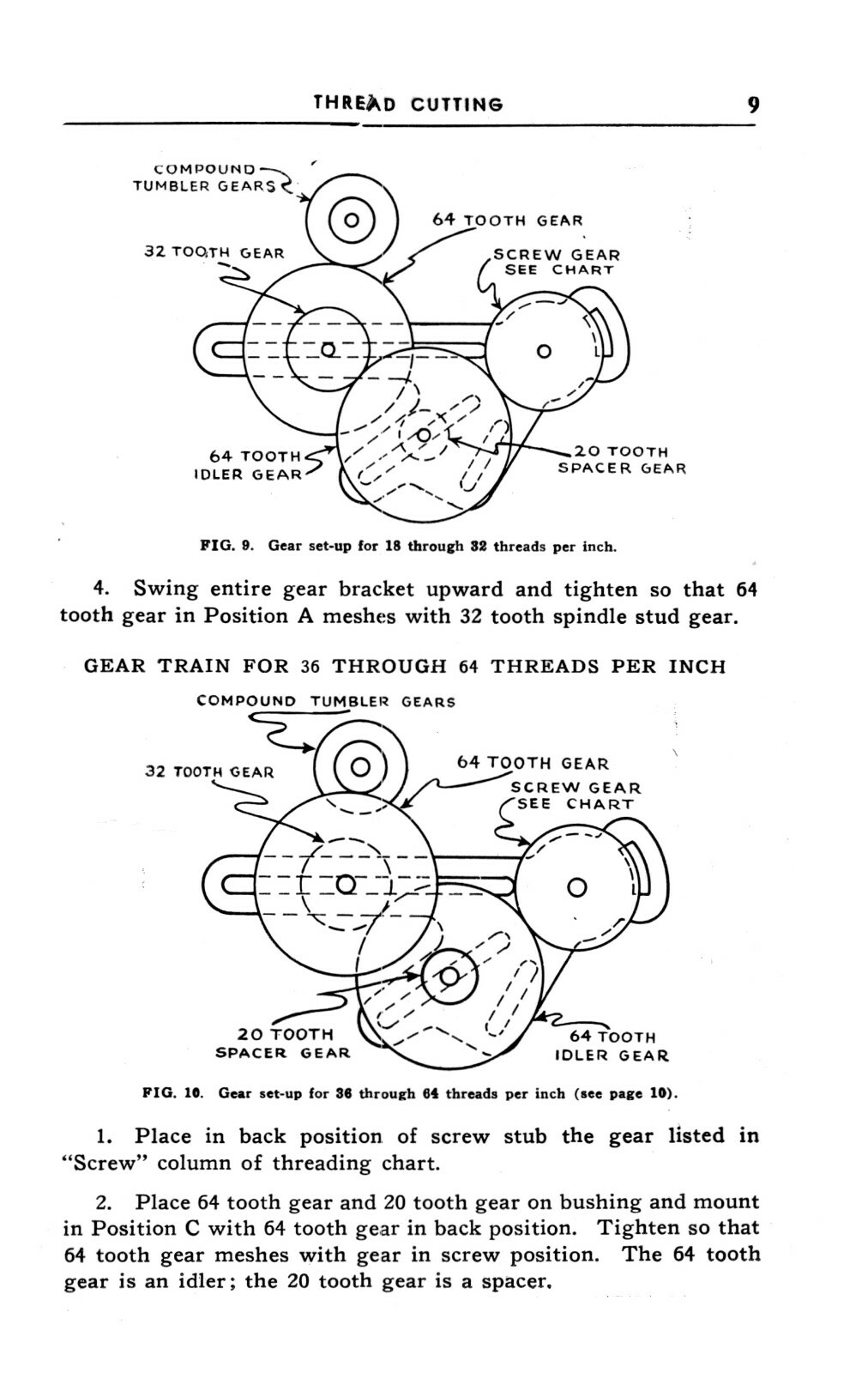 Thread Cutting on Sears Master Craftsman Lathe Instruction Manual- 64 pages #694