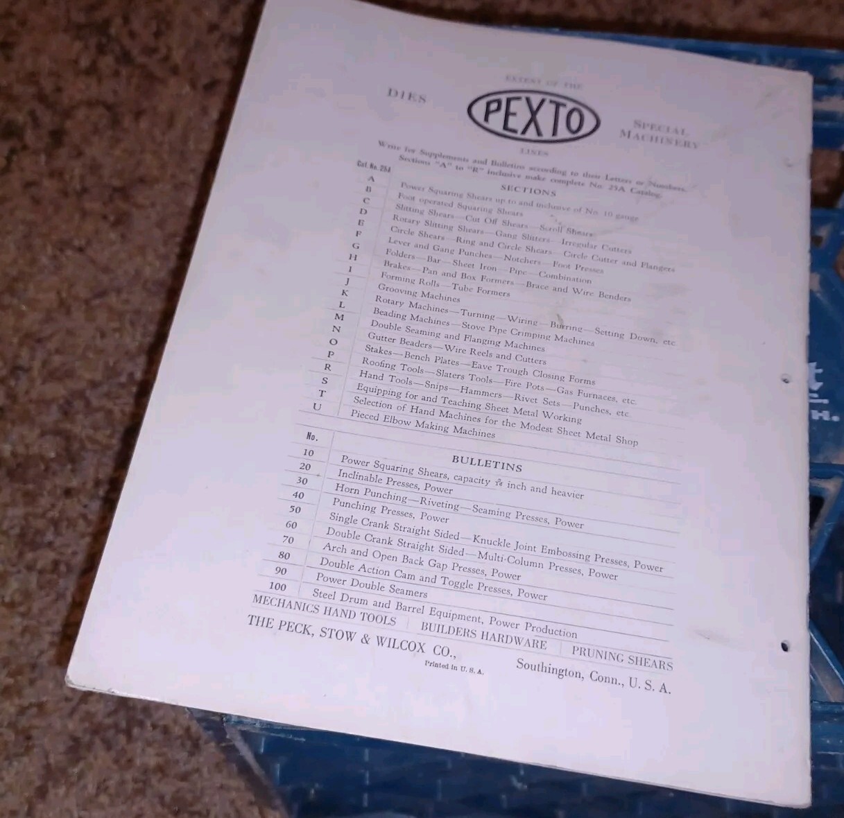 PEXTO Tool Catalog Bulletin PECK STOW WILCOX POWER SQUARING SHEARS Sheet Metal