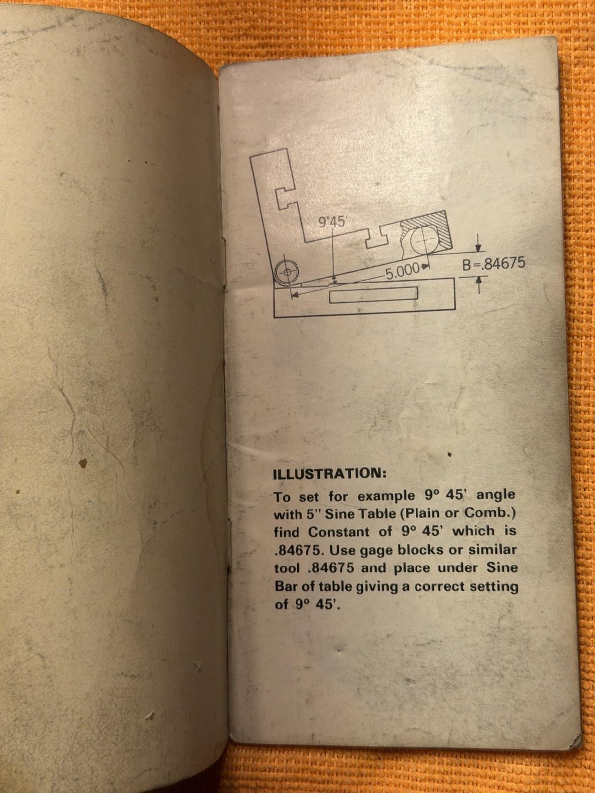 Vintage Bridgeport Machines 5″ Plain & Combination Sine Table Constants Booklet