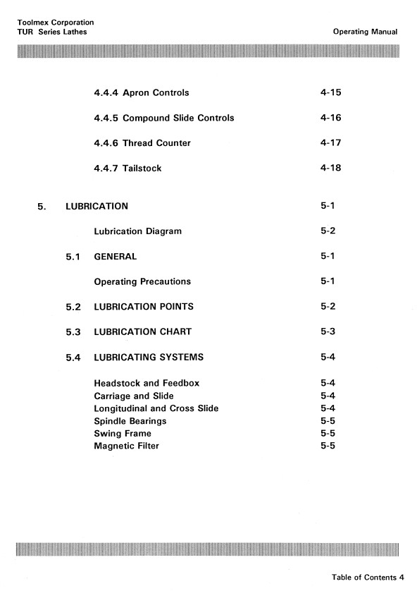 TUR-560M, 630M, 630A Polamco, Toolmex, FAT Metal Lathe Operator’s Manual 1283