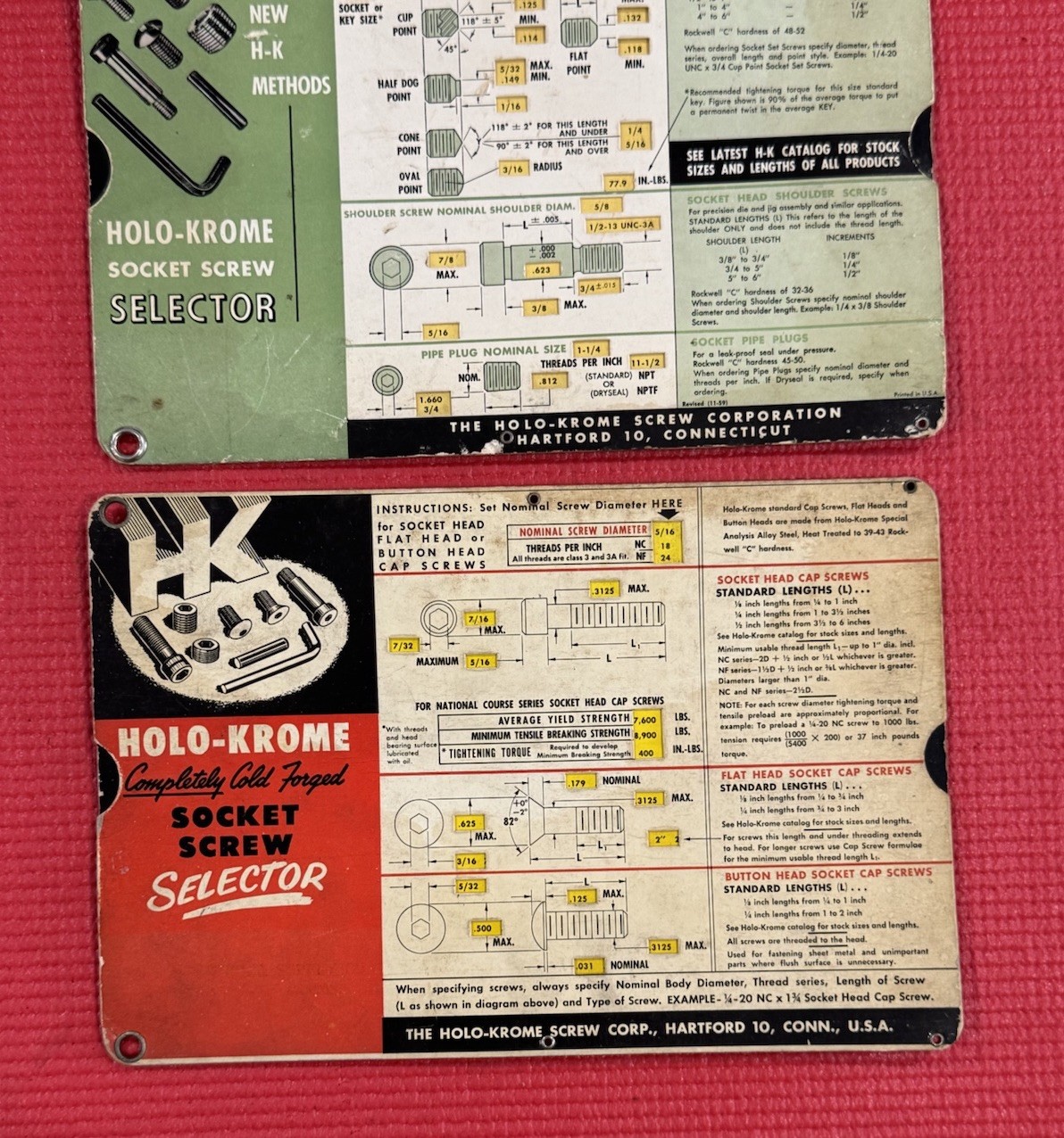 Vintage Holo-Krome Socket Screw Selector manual Lot Of 2 Made In USA -Rare