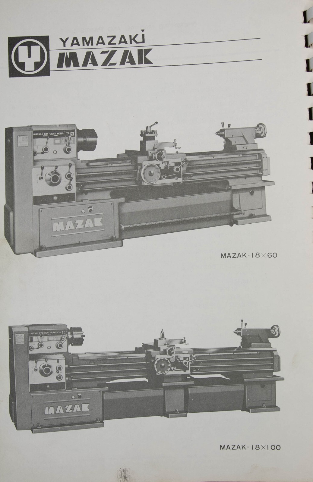 Mazak Yamazaki 18″ , 21″ and 860 Lathe, Operations and Parts Diagram Manual PLUS