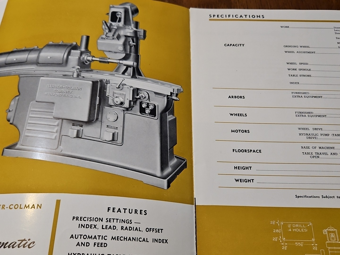 BARBER COLMAN #10 12 AUTOMATIC HOB SHARPENING MACHINE CATALOG RARE ORIGINAL