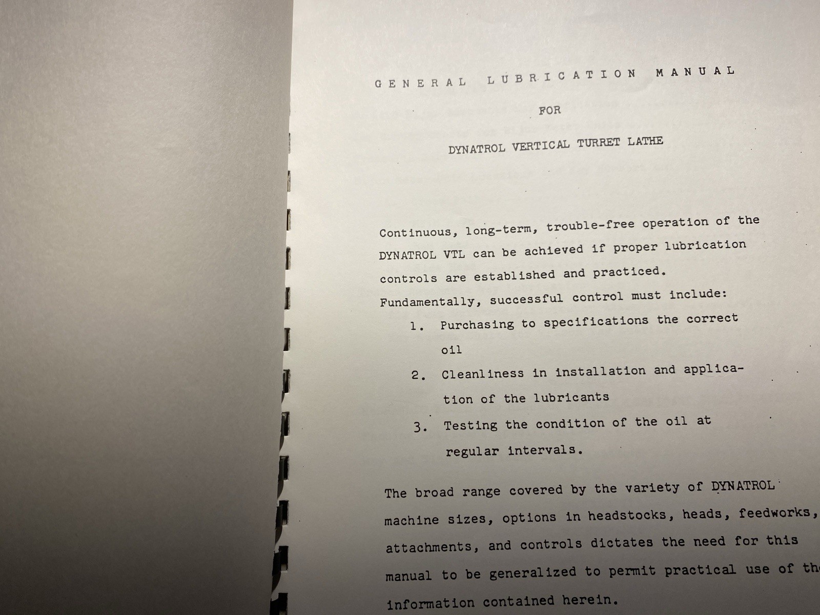 Bullard General Lubrication Manual For Dynatrol VTL