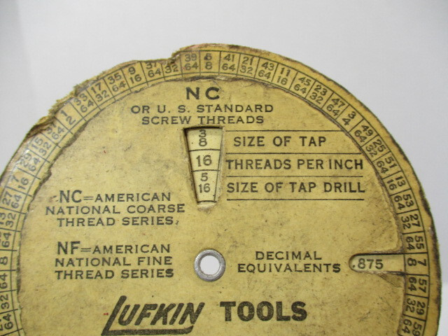 (3) Machinist Helps LUFKIN Tap Gage 1956 Calendar Equivalents Calculator VG