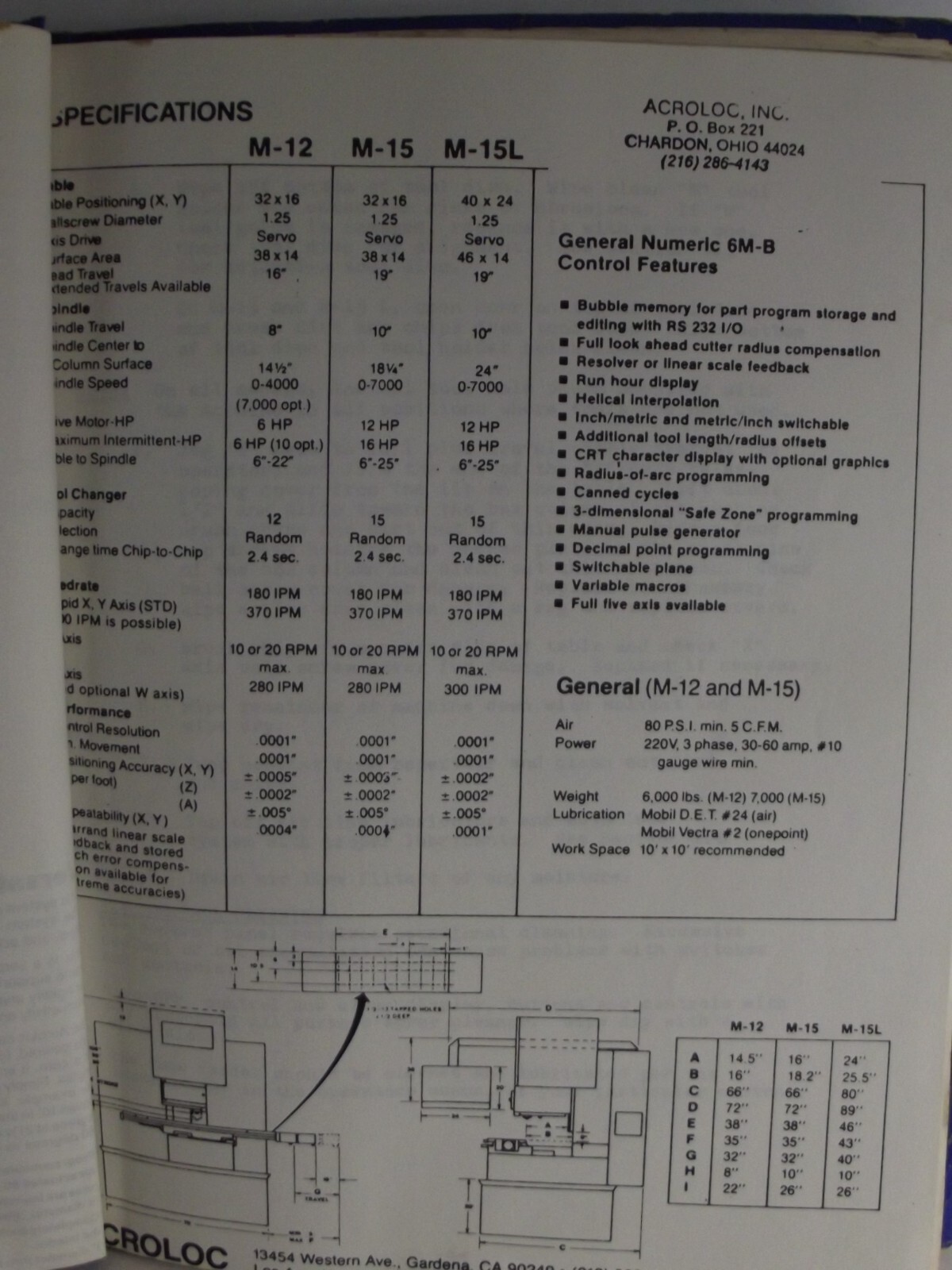 ACROLOC M15L Operators Manual milling machine