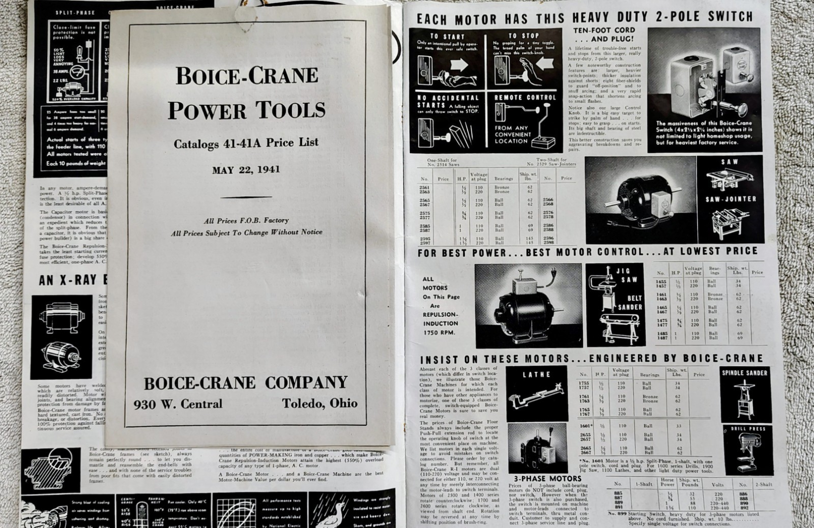 🗽BOICE CRANE POWER TOOLS CATALOGUE (1941) MACHINIST/TOOLMAKER