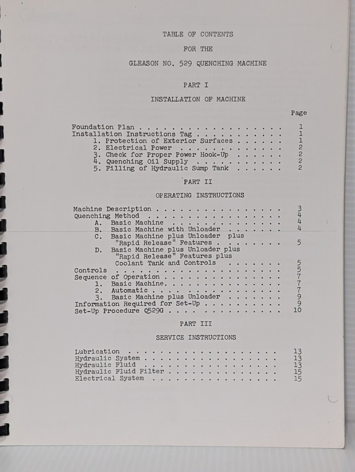 Lot of Vintage Gleason Works Quench Press Manuals 527, 529 Quenching Machine