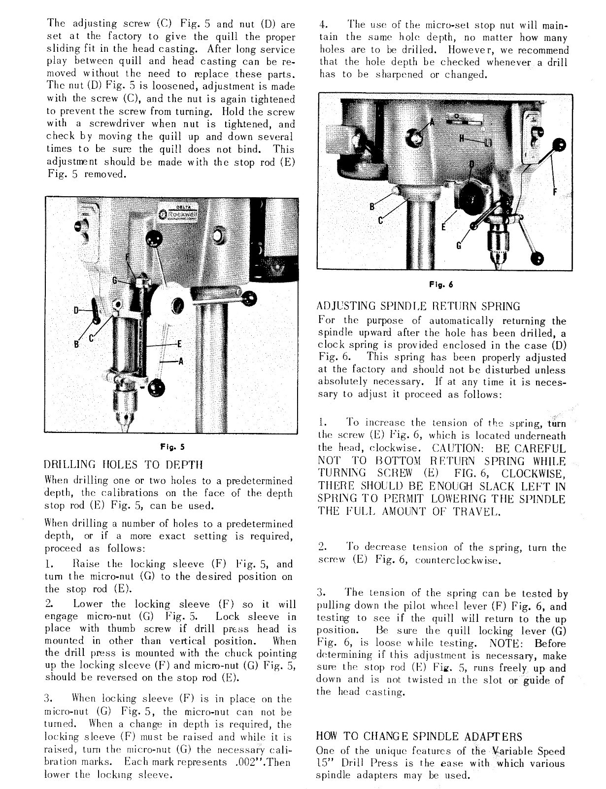 Rockwell Delta 15″ VS6 Variable Speed Drill Press Operation & Parts Manual *848