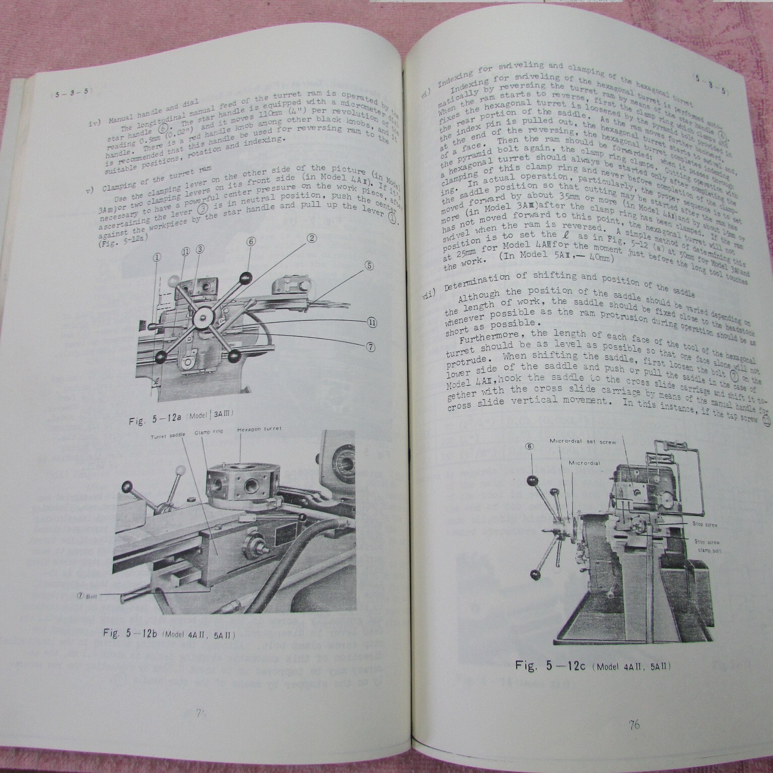 Hitachi Seiki Turret Lathes Operators Book Md. 3A, 4A, & 5A