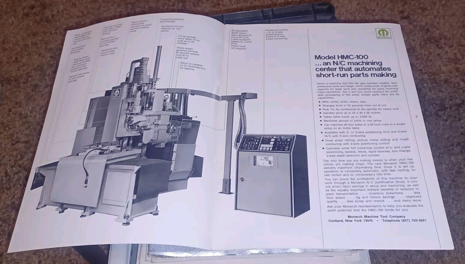 Monarch Machine Tool Co Catalog Bulletin HMC-100 HORIZONTAL N/C MACHINING CENTER