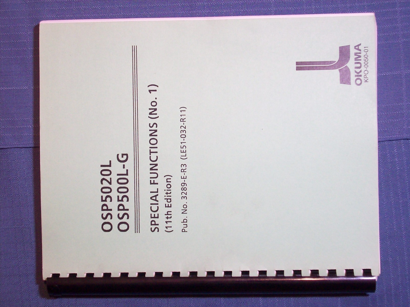 BOOK OKUMA LATHE MANUAL OSP5020L OSP50200L-G SPECIAL FUNCTIONS NO. 1 11th Ed. P