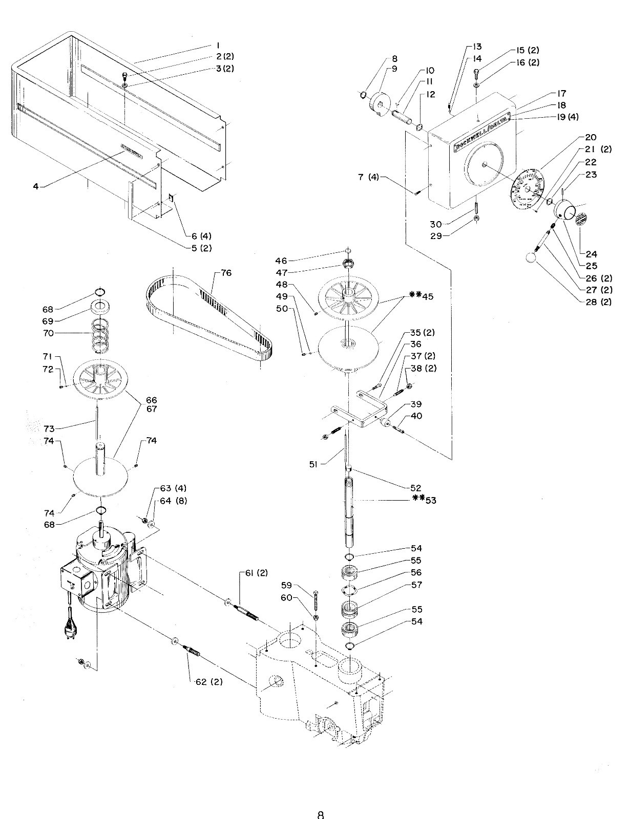 Rockwell Delta 15″ VS6 Variable Speed Drill Press Operation & Parts Manual *848