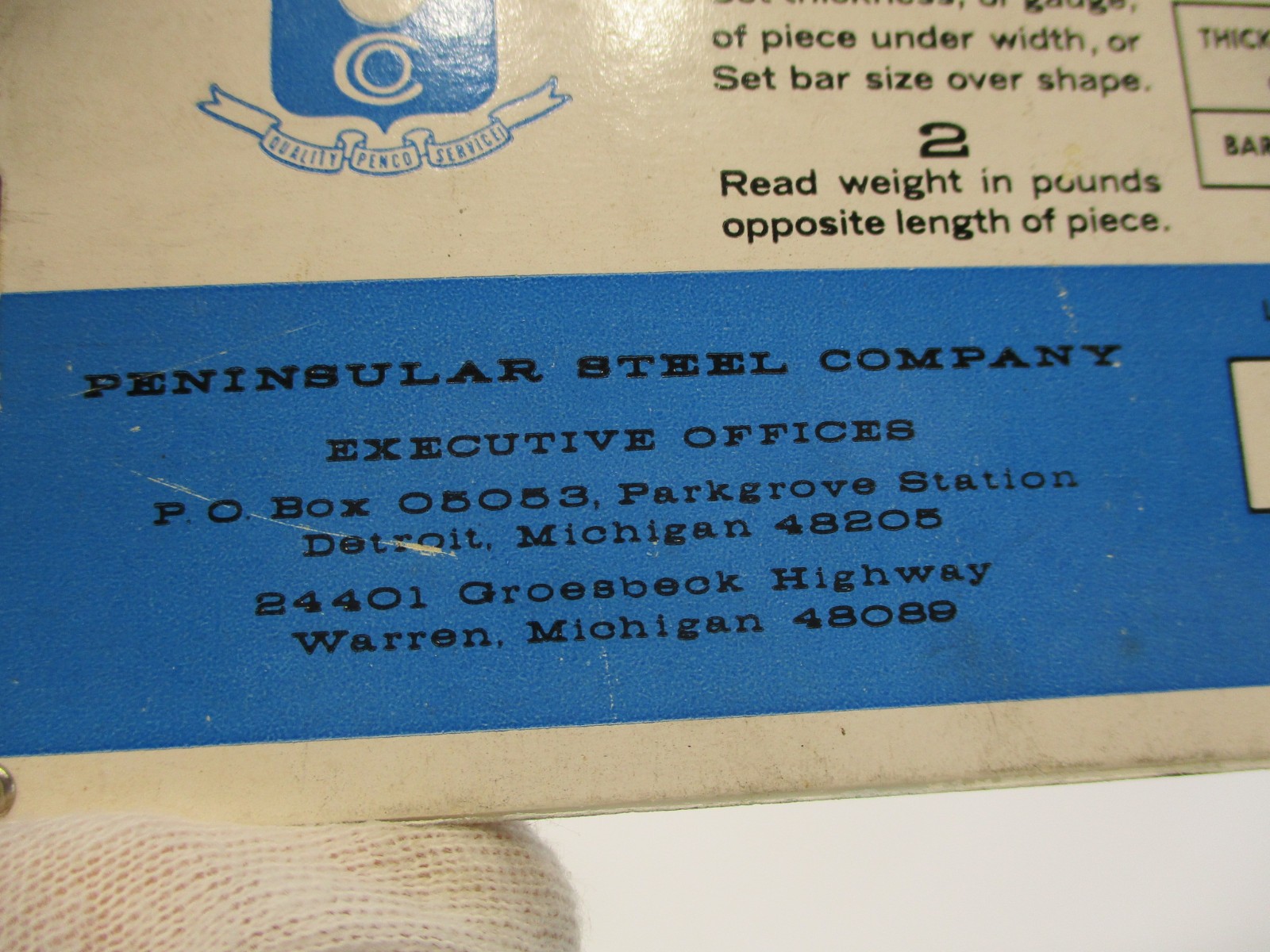 PENINSULAR STEEL Slide Calculator For Steel Weights By Shape & Type 1970 in EC
