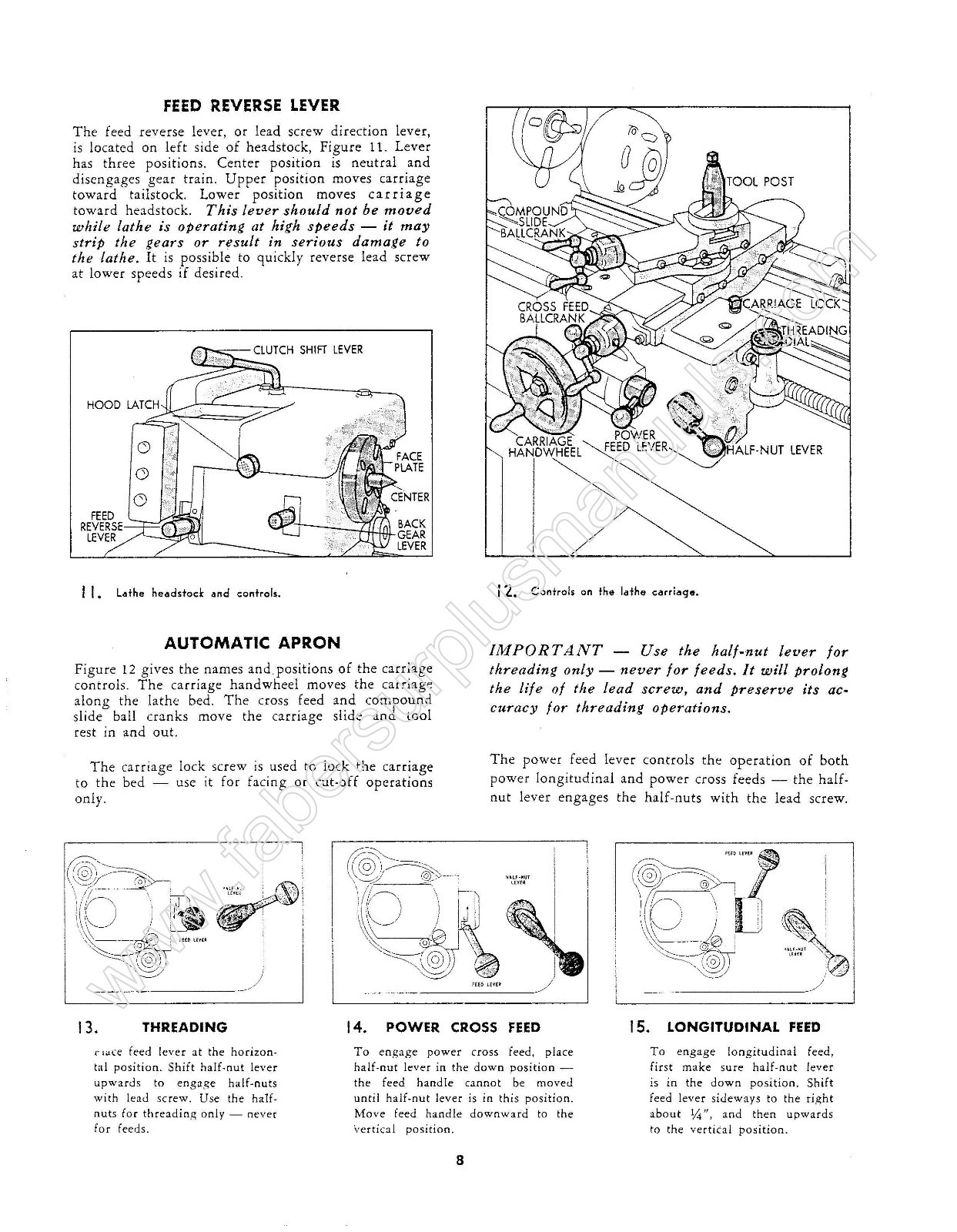 Clausing 5300 Series 12″ Lathe Operating Instructions & Parts Manual *832