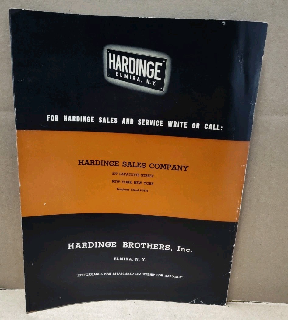 Harding Precision Tools Sales Brochure General Bulletin Catalog Vtg Elmira, NY