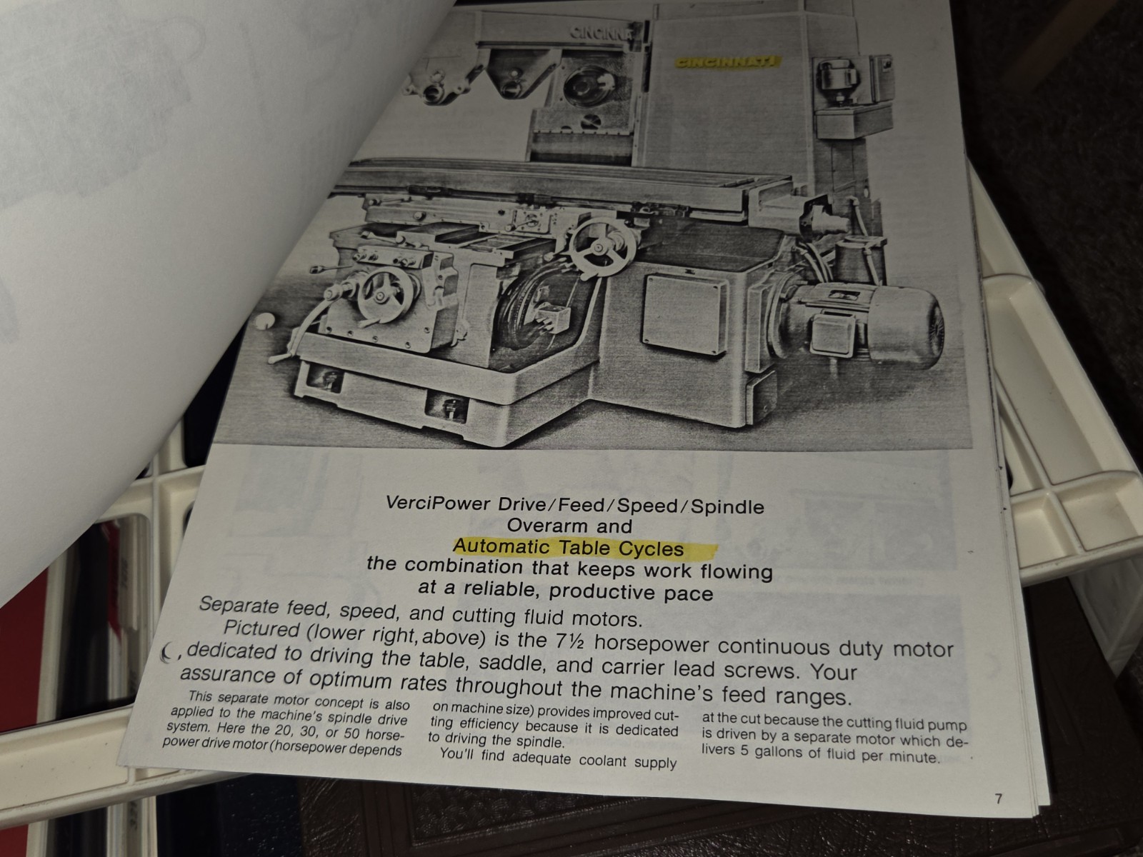 1974 CINCINNATI HORIZONTAL VERCIPOWER SALES PAPERWORK FLYER PROMO Machinist Tool
