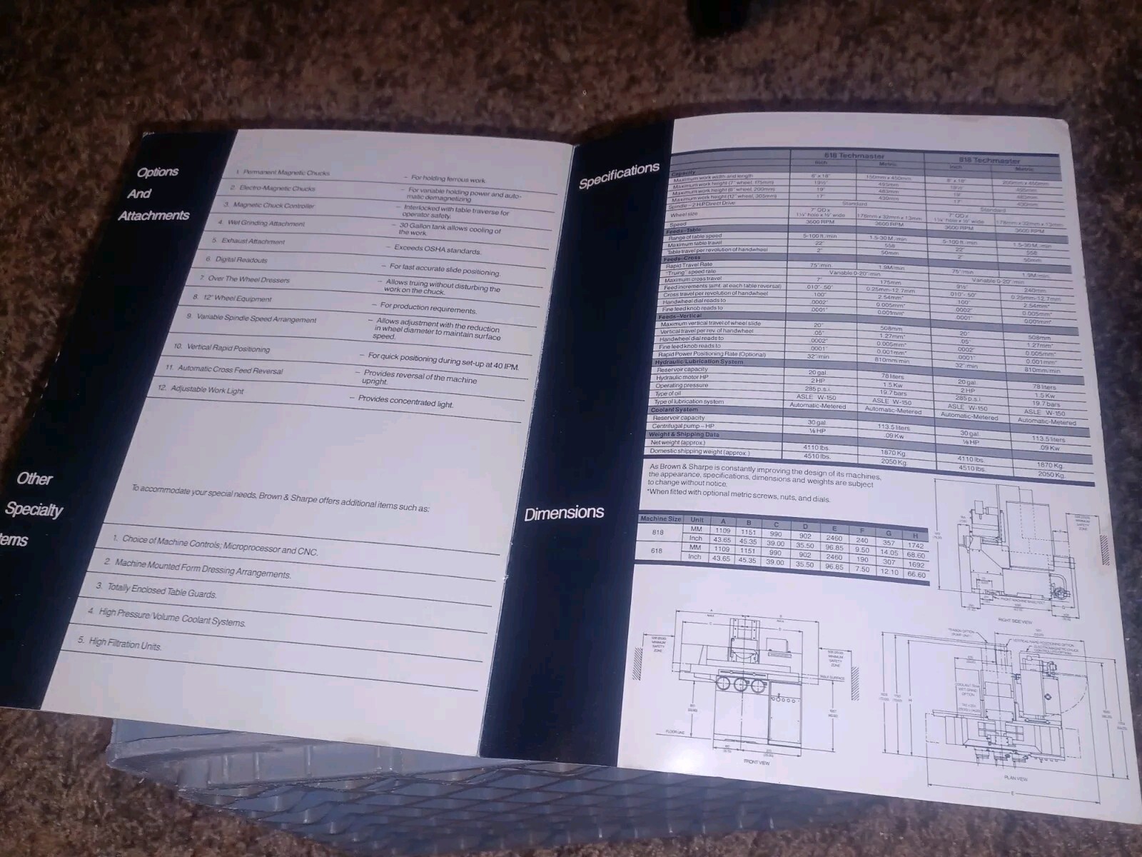 Brown & Sharpe Techmaster Surface Grinding Machines SALES CATALOG BOOK BOOKLET